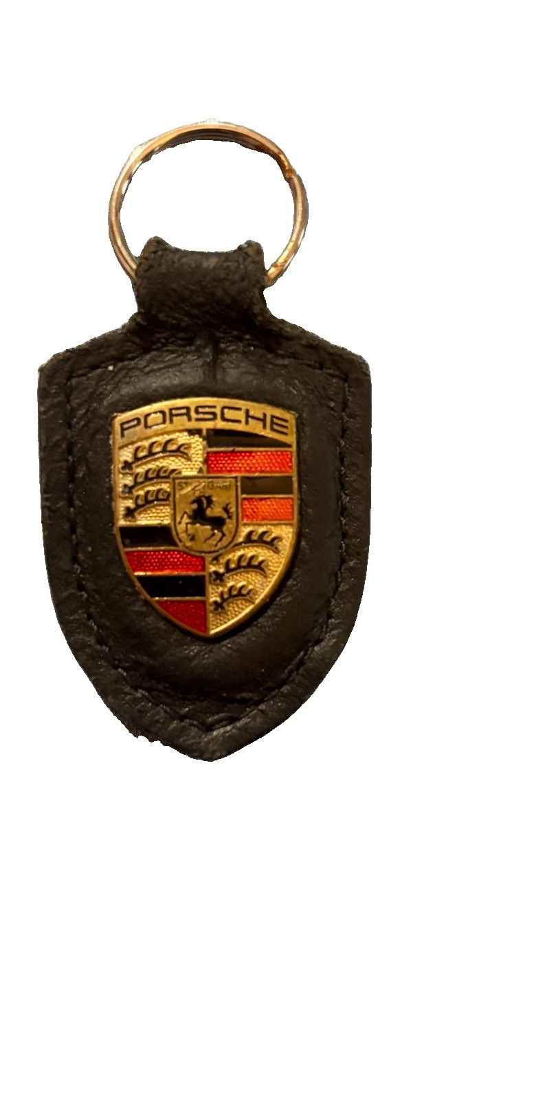 Vintage Porsche 911 Leather Key Ring Chain Holder Black 912 Carrera Stuttgart Vintage Porsche 911 Leather Key Ring Chain Holder Black 912 Carrera Stuttgart