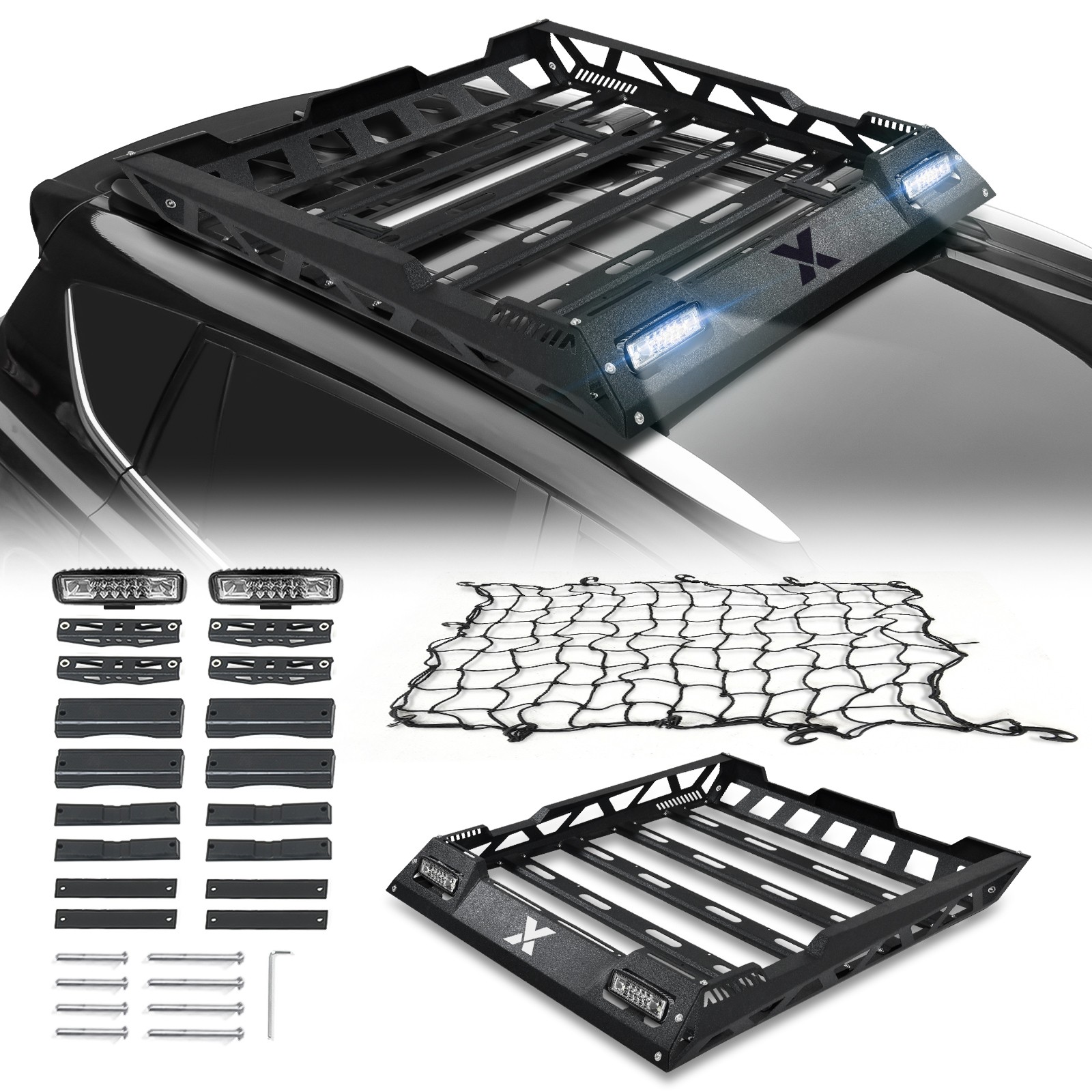 Universal Roof Rack Cargo Basket Holder 150lbs Capacity 55\