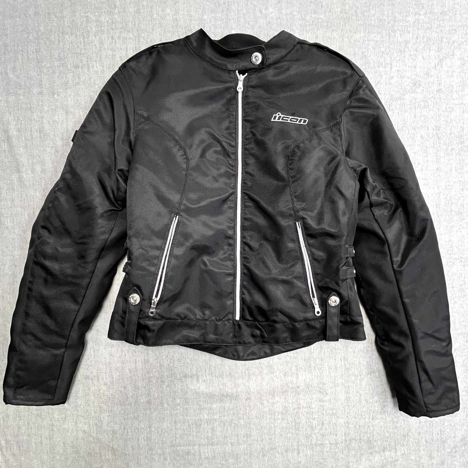 Icon Hella Womens Black Motorcycle Jacket Size Large