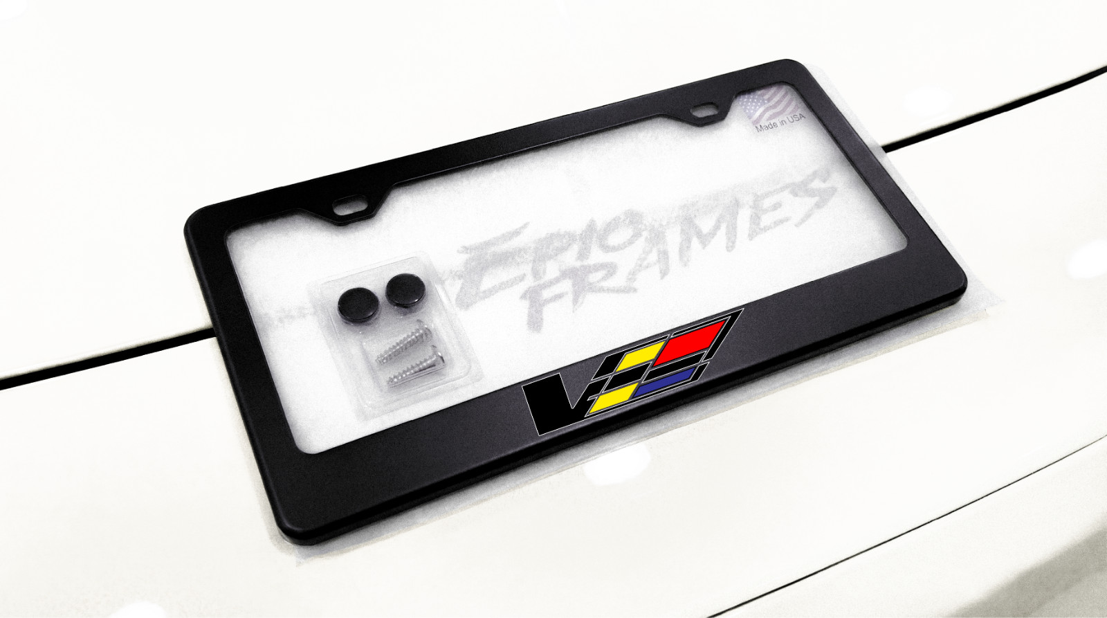 Black / Color V Power BLACK Stainless-Steel License Plate Frame fit Cadillac Black / Color V Power BLACK Stainless-Steel License Plate Frame fit Cadillac