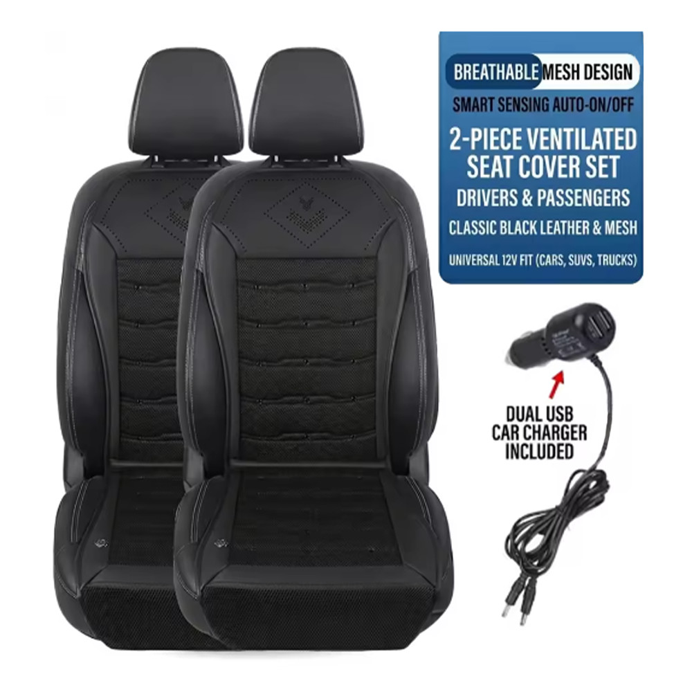 12V Ventilated Car Seat Cushion Zero-Pressure External 12cm Fans Auto Start Pad