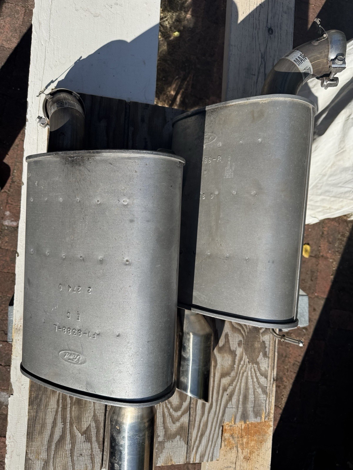2011-2014 Ford Mustang GT 5.0L OEM Pair Rear Mufflers Perfect