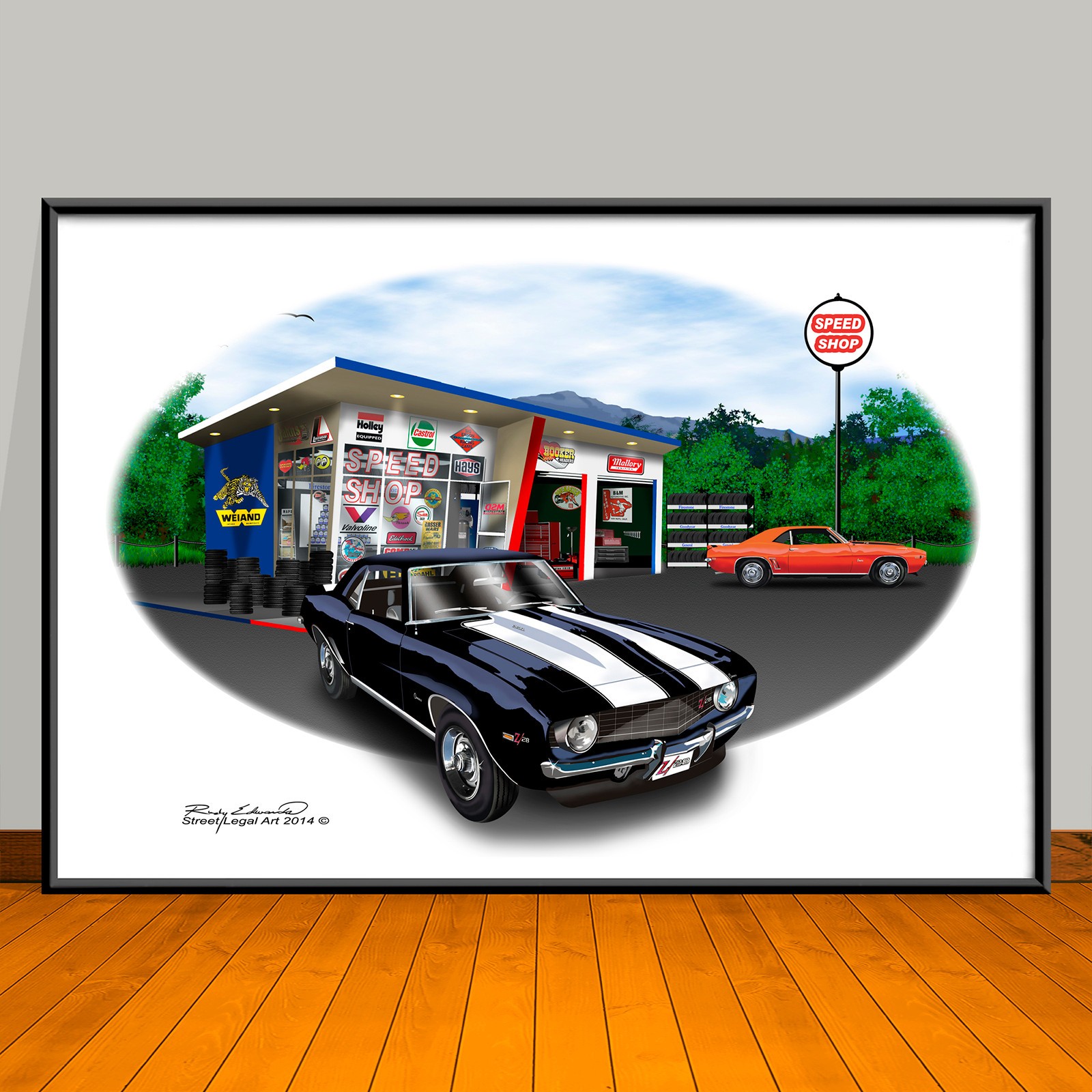 1969 Camaro Z28 Speed Shop Muscle Car Art Print 13 X 19 - Unframed