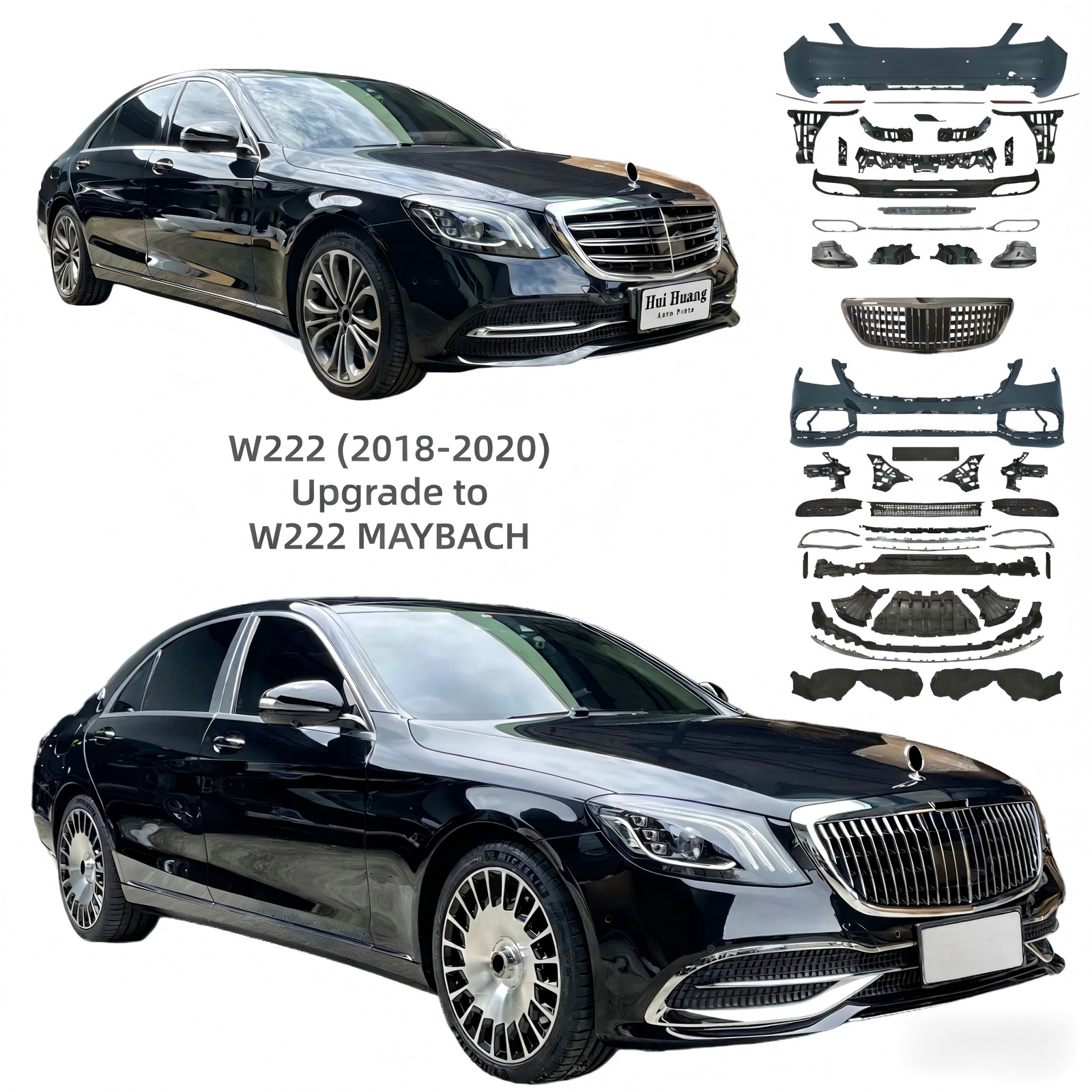 For Benz W222 S-Class 2014-17 Upgrade Maybach FACELIFT 2018-2023 Bumper Body Kit