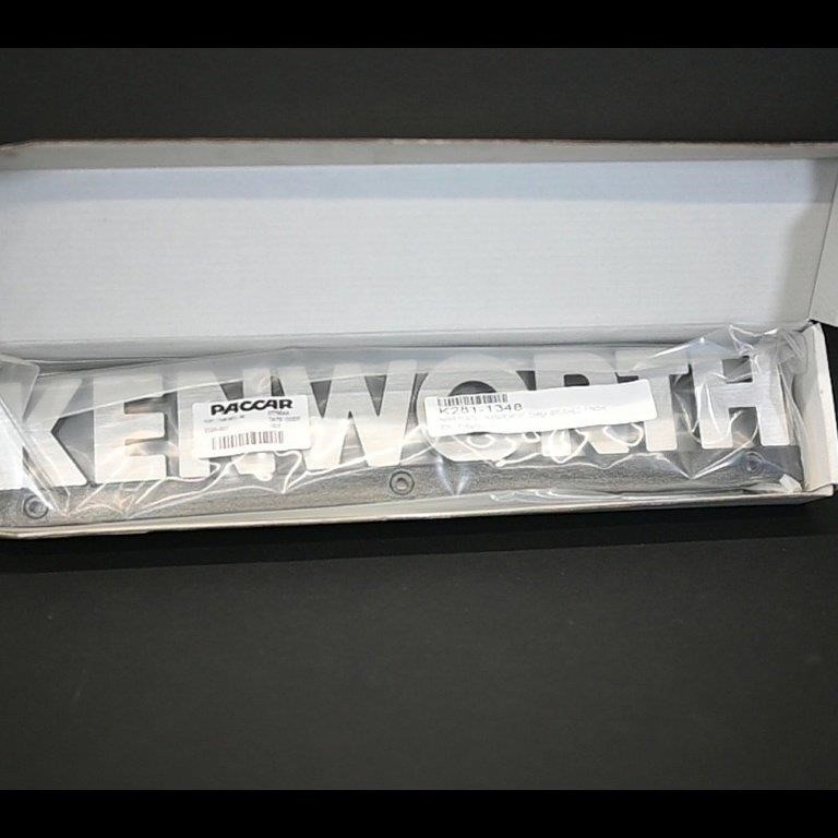 OEM PACCAR Kenworth Hood Grille Nameplate Emblem Brushed Chrome 281-1348 FV6A02