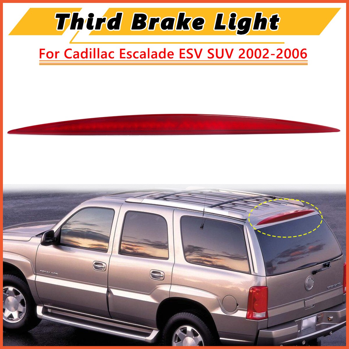 15044516 LED High Mount Third Brake Light Red For Cadillac Escalade SUV 2002-06