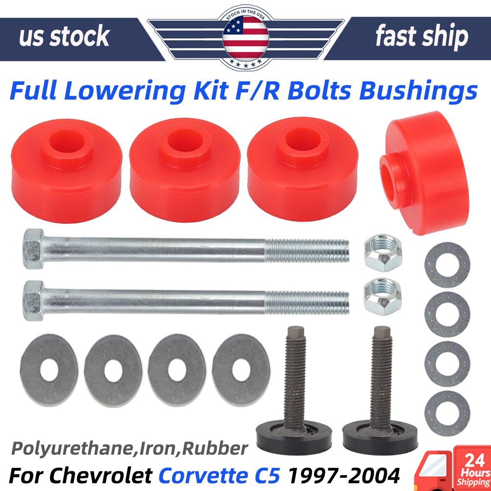 For 97-04 Chevrolet Chevy Corvette Vette C5 Full Lowering Kit F/R Bolts Bushings