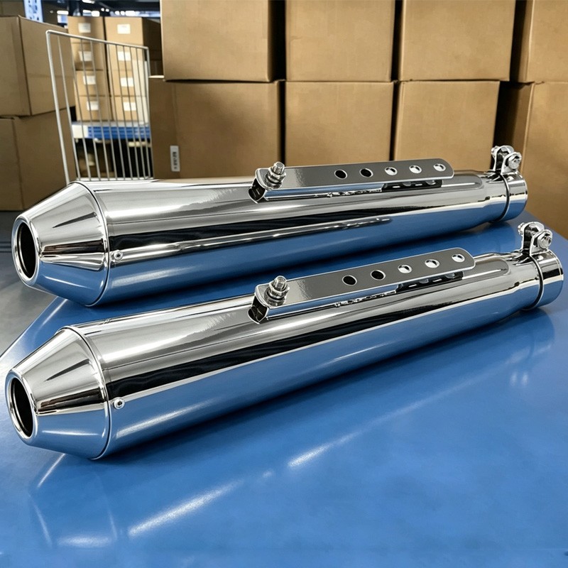 Chrome Universal Motorcycle Exhaust Pipe Muffler Silencer Fits for Suzuki Harley