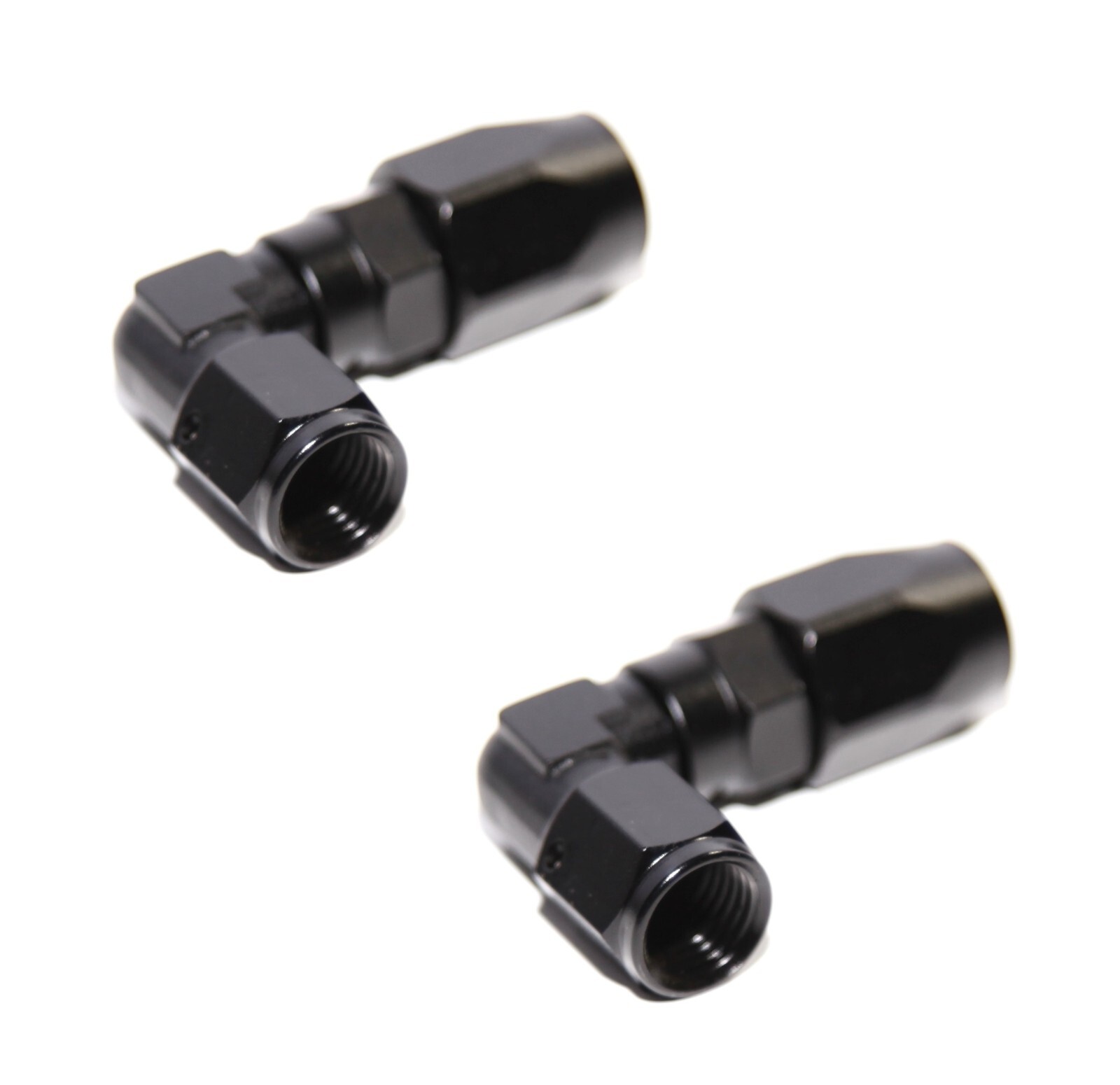 2pc 90°Deg Swivel Fuel Oil Gas Line Hose End 4AN AN-4 Union Elbow Fitting Black