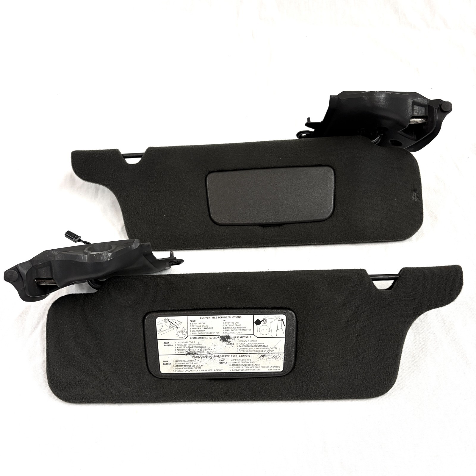 1994-2004 Ford Mustang Convertible Sun Visors Pair Shades OEM Dark Charcoal