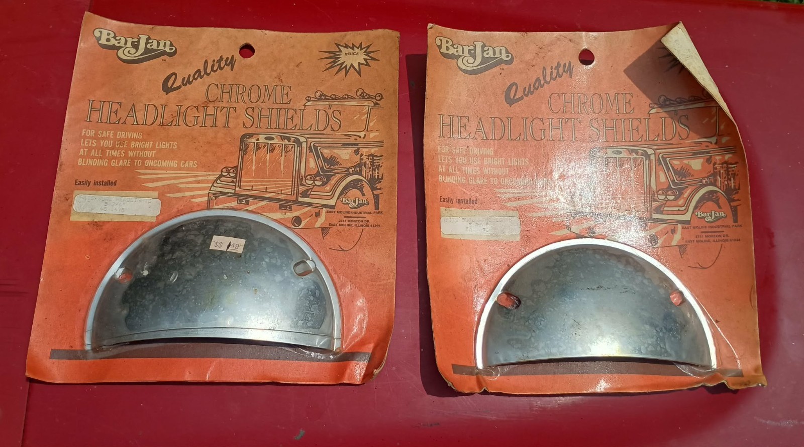 Vintage NOS Bar-Jan #48-1476 5 3/4\'\' Chrome Headlight Shields