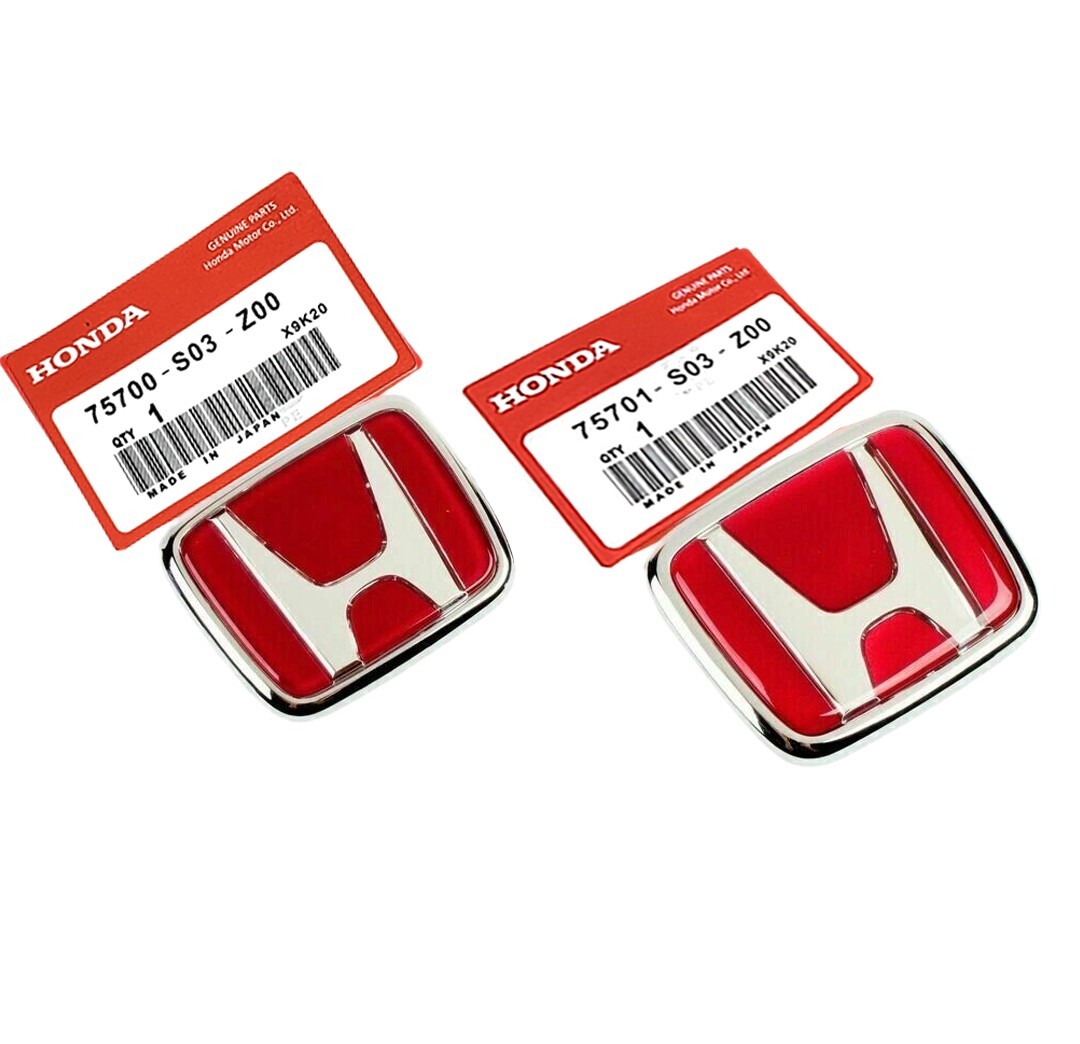 Honda Civic EK  Type R  Front and Rear Emblem Badge Red