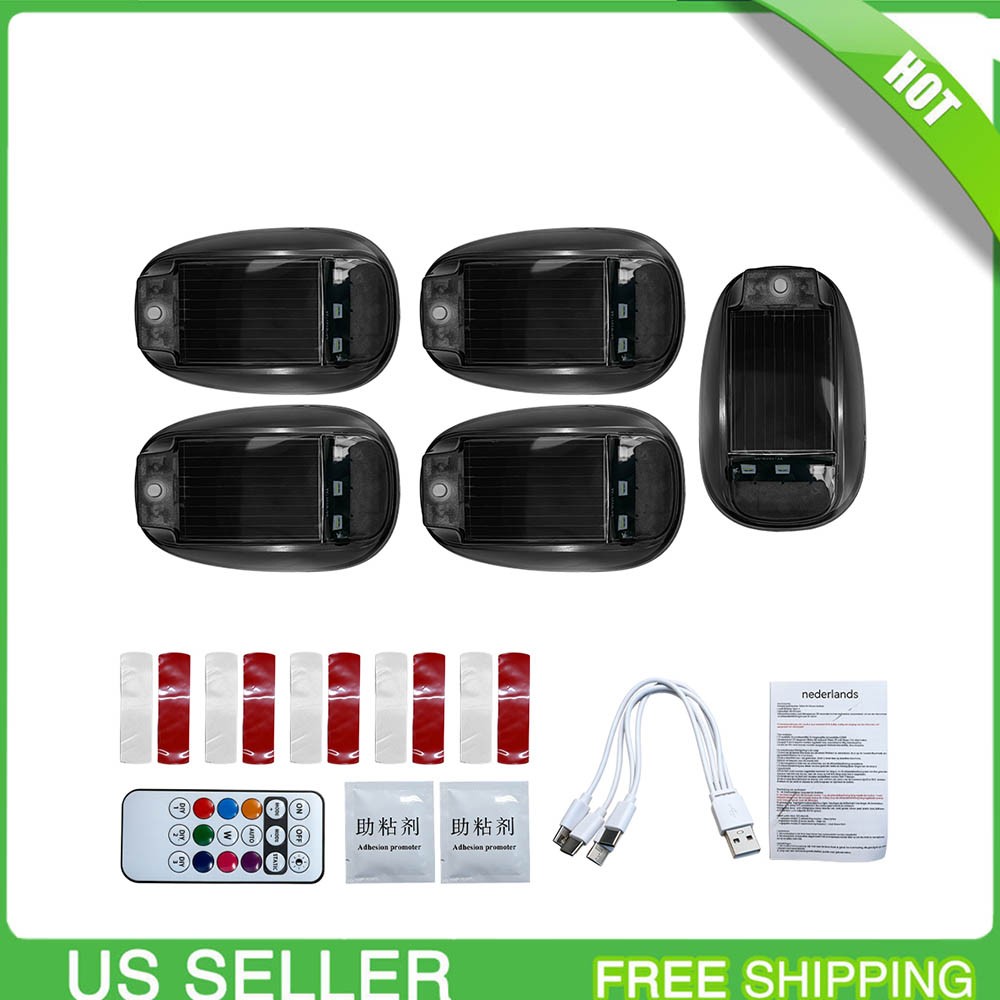 5X Solar Cab Lights for Truck, Wireless No Drill Solar Powered Cab Roof Lights