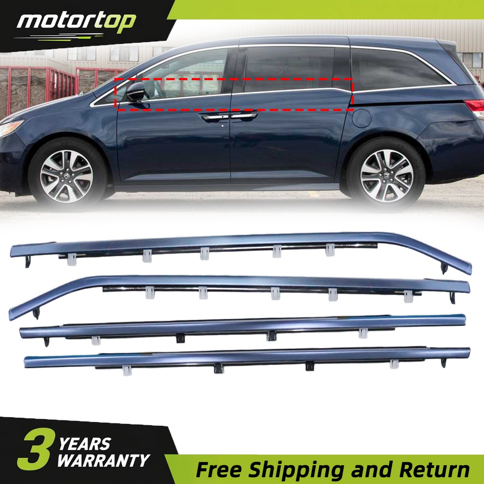 For Honda Odyssey 2011-2017 Weatherstrips Seal Door Belt Molding 72410-TK8-A11