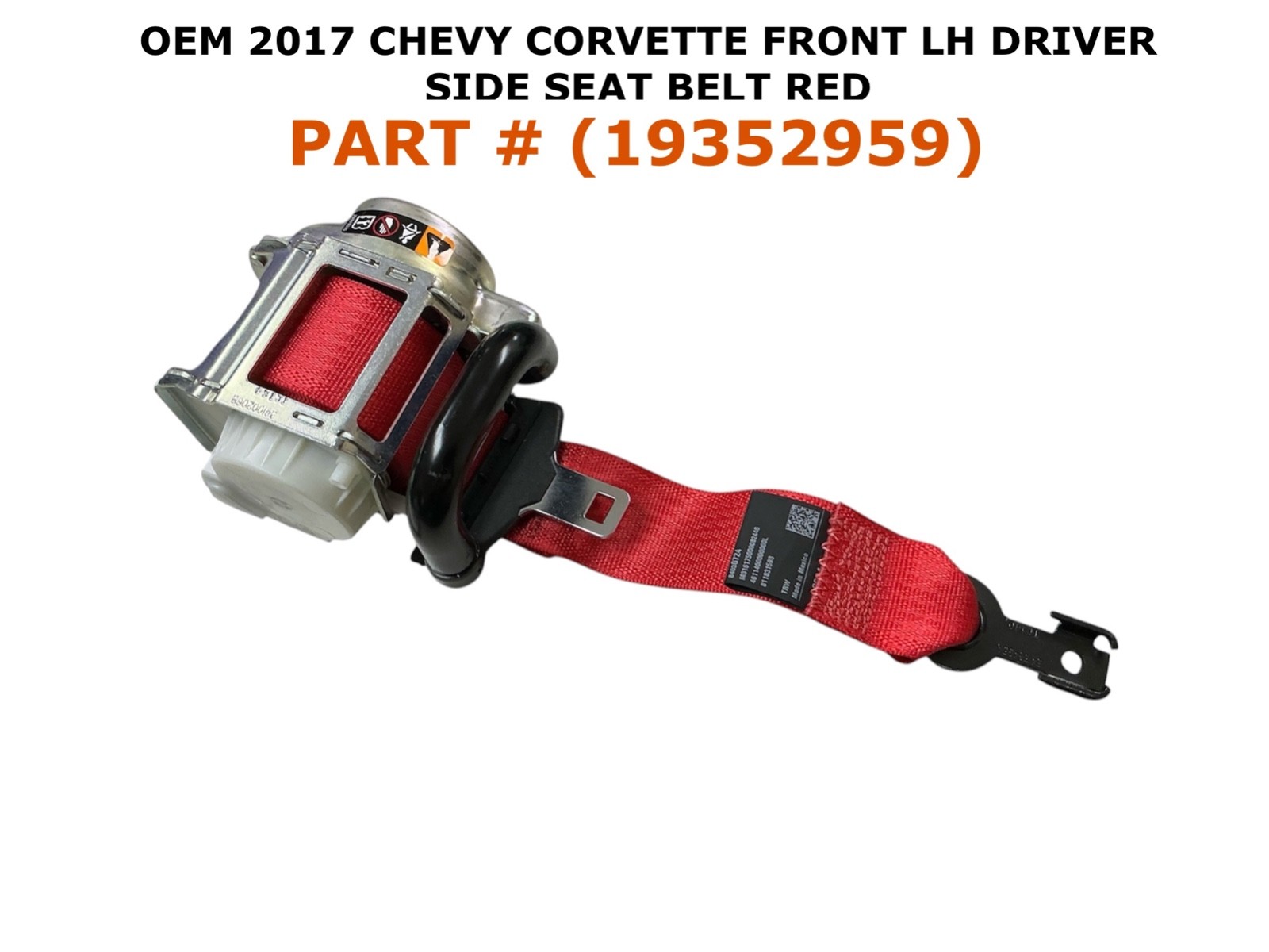 2017-2017 Chevy Corvette front left side seat belt RED 19352959