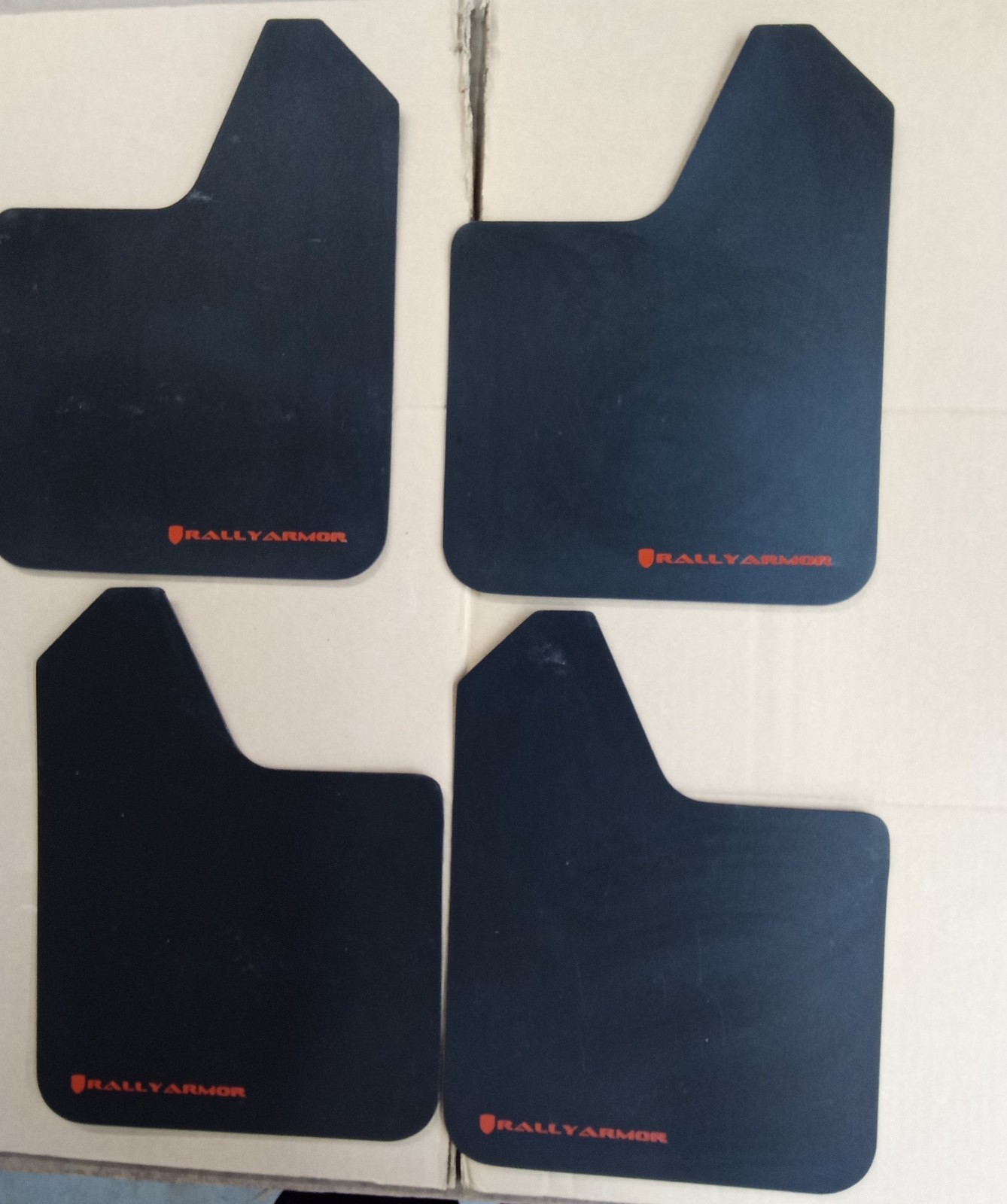 Rally Armor Basic Universal Mud Flaps Set of 4 No HW, BLACK w/ RED  MF12-BAS-RD