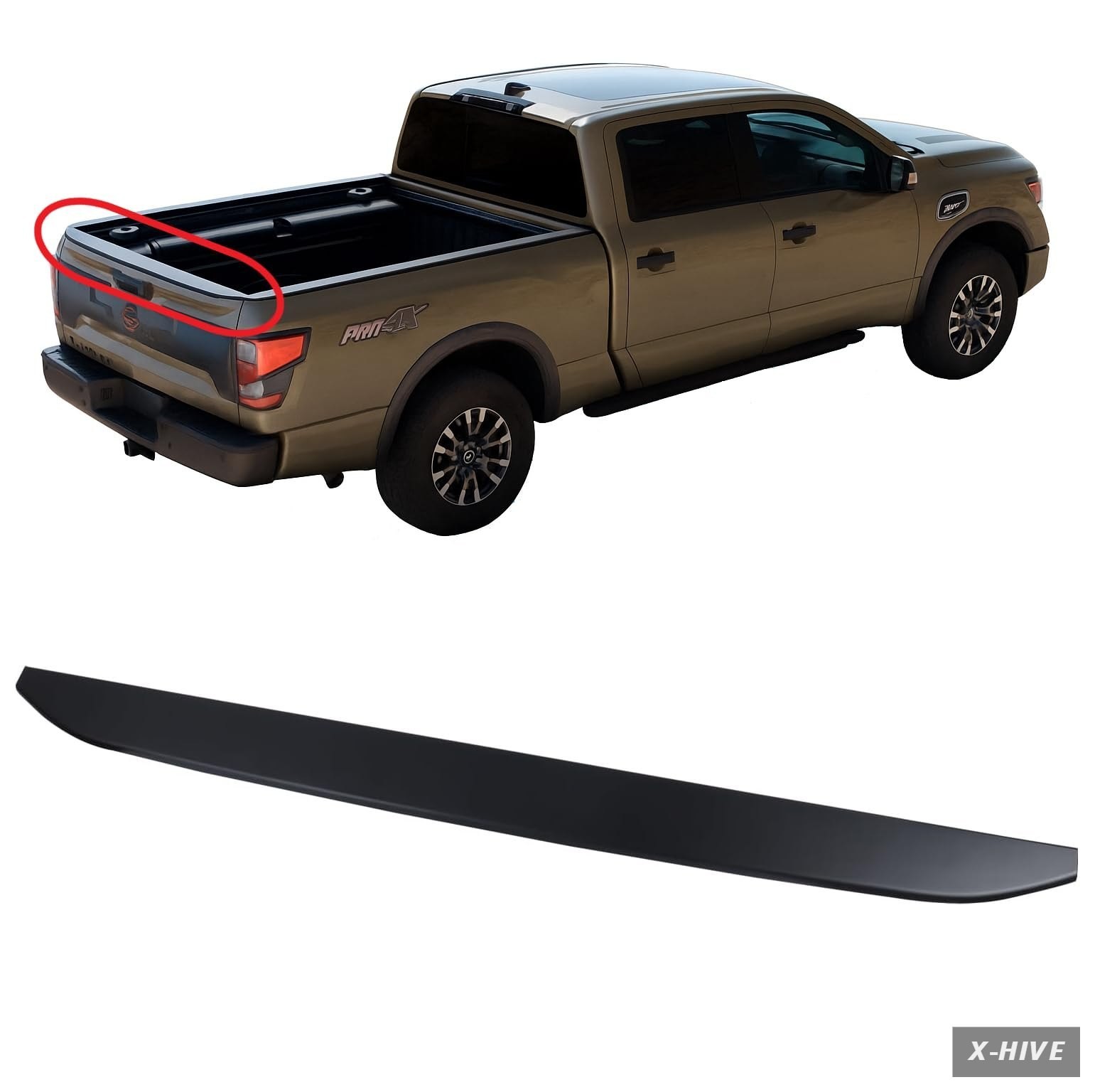 Rear Tailgate Molding Cap Spoiler Replacement Compatible with Nissan Titan 2016