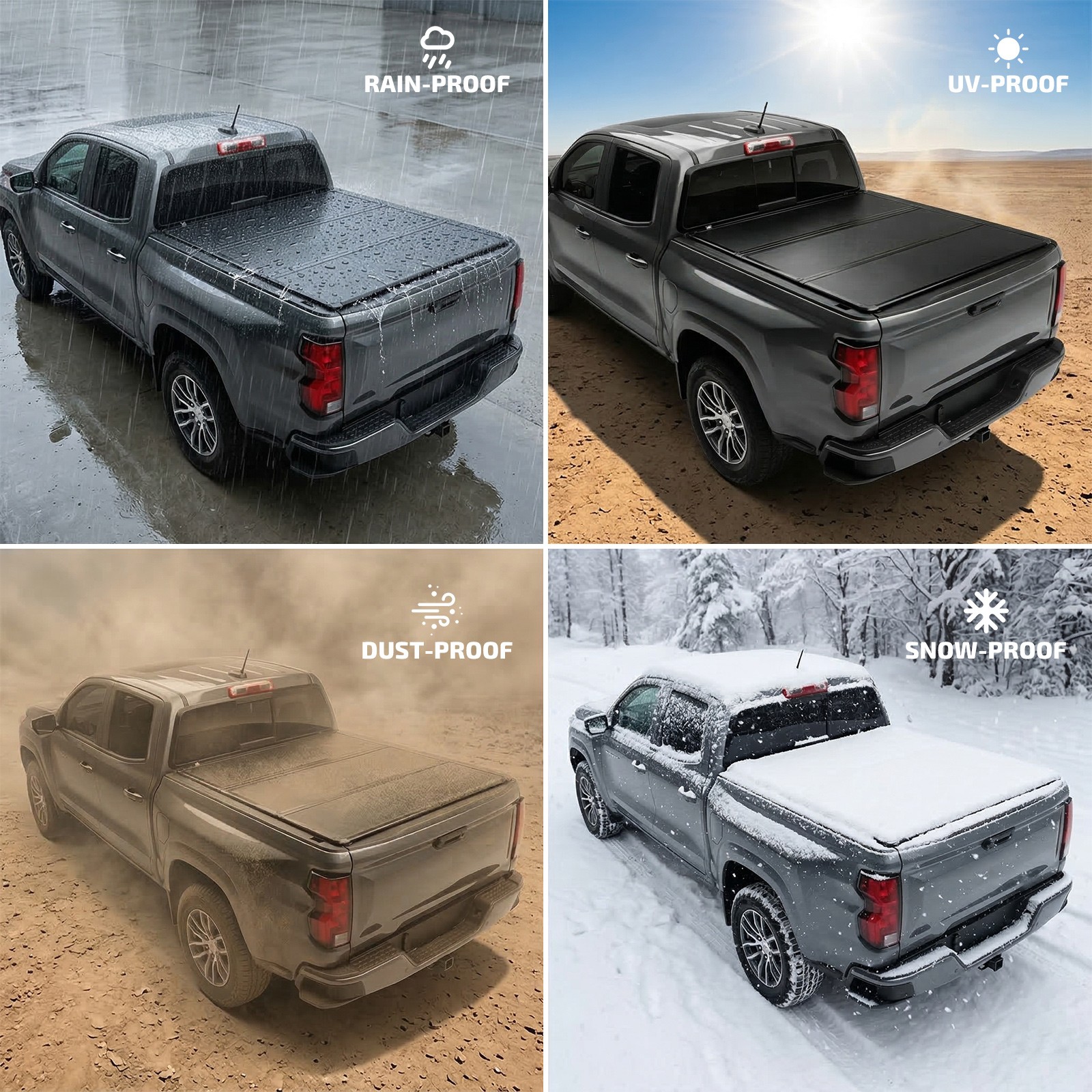 4.5/4.6FT Folding Truck Bed Cover Hard Top Lock Fits 2022-2026 Ford Maverick