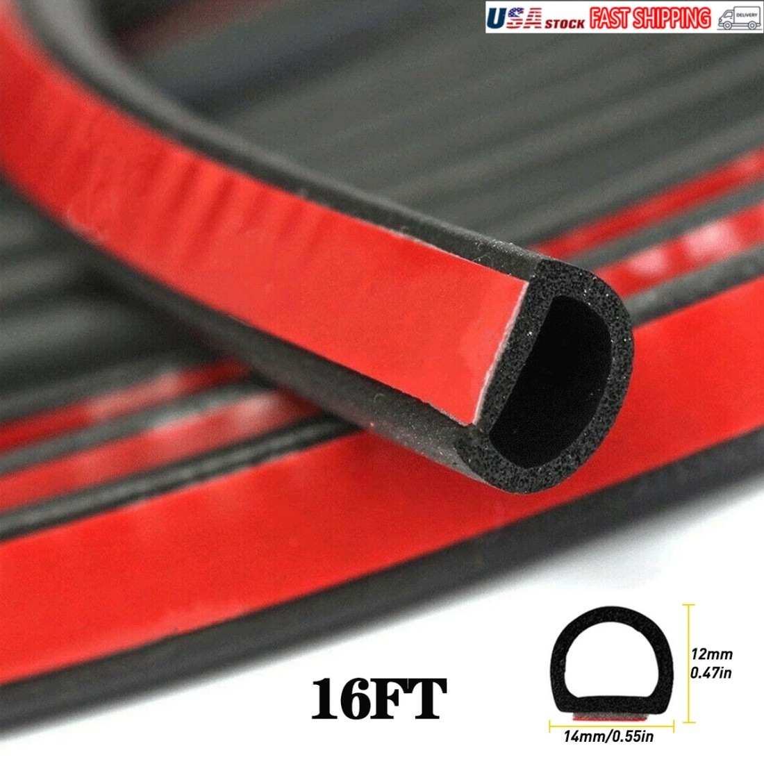 16Ft D Shape Car Door Seal Strip Soundproofing Weatherstripping for Door Window 16Ft D Shape Car Door Seal Strip Soundproofing Weatherstripping for Door Window
