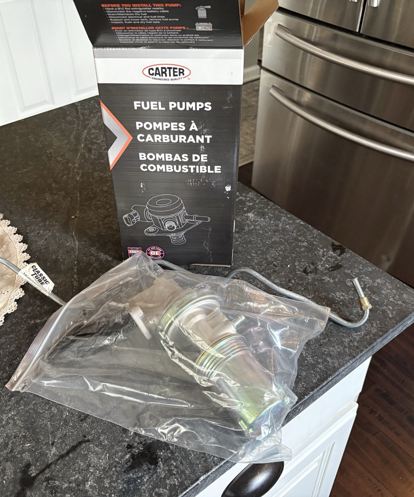 New Carter Fuel Pump and Fuel Line.