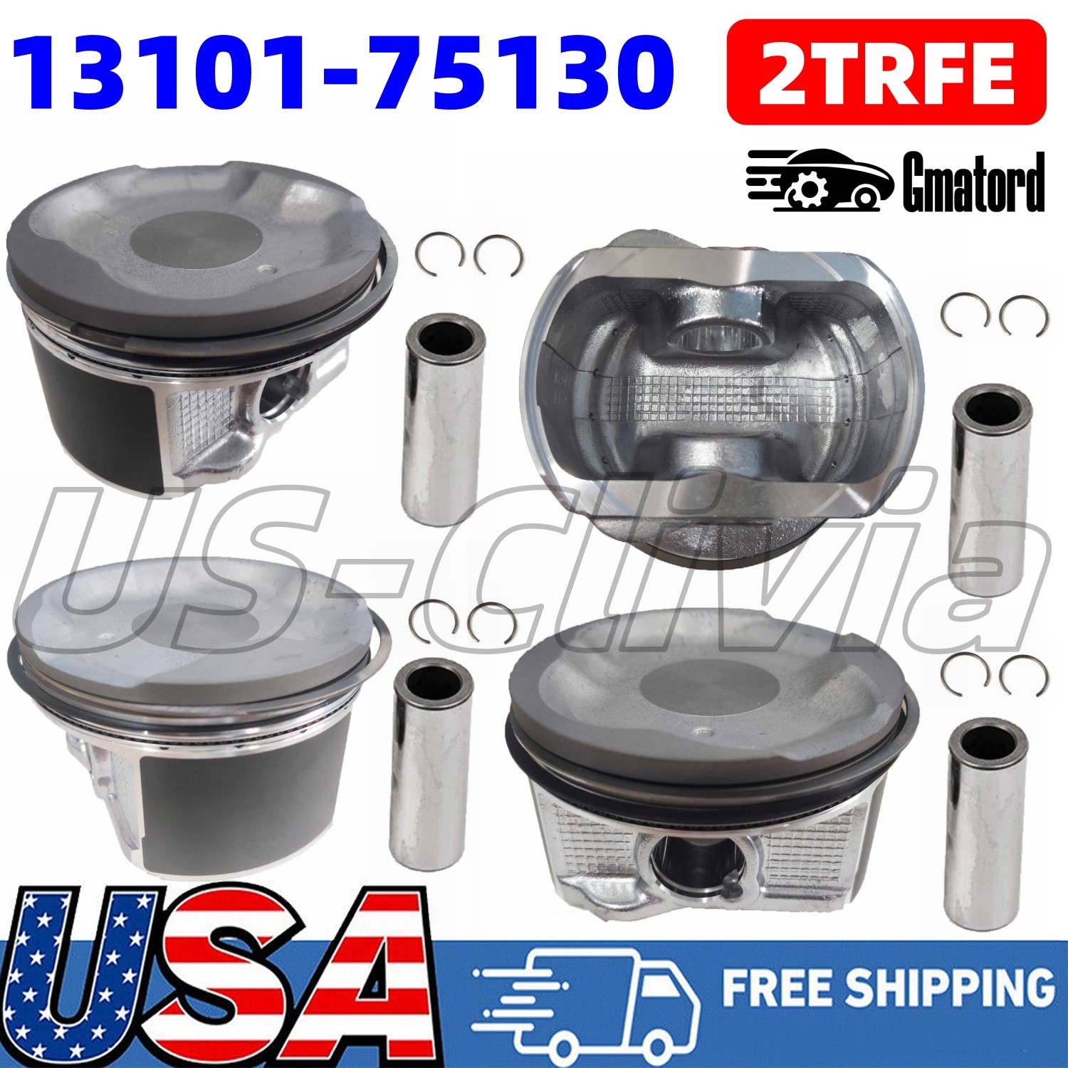 New STD Engine Pistons Rings Kit For 2005-2015 Toyota Tacoma 2.7L DOHC 16v 2TRFE
