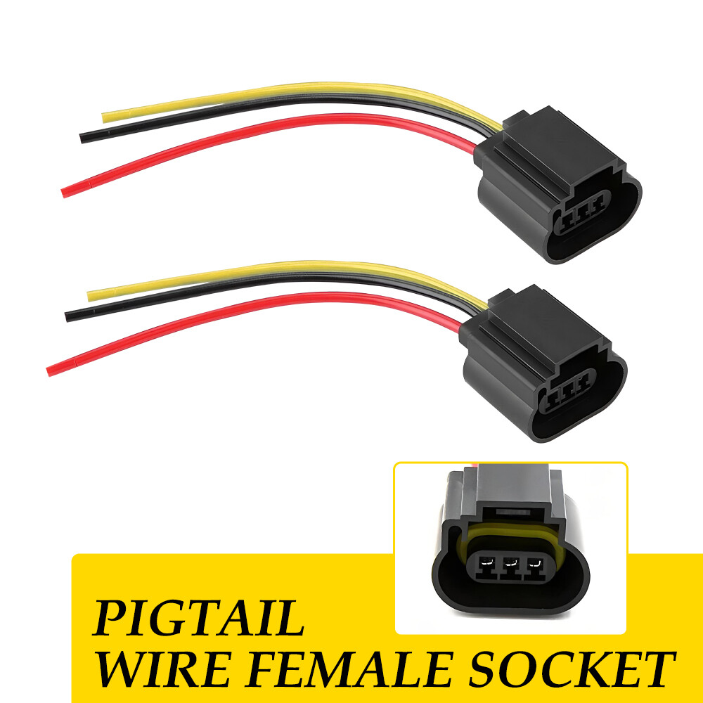 2pcs Wire Pigtail Female 9008 H13 Two Harness Headlight Bulb Replacement Plug