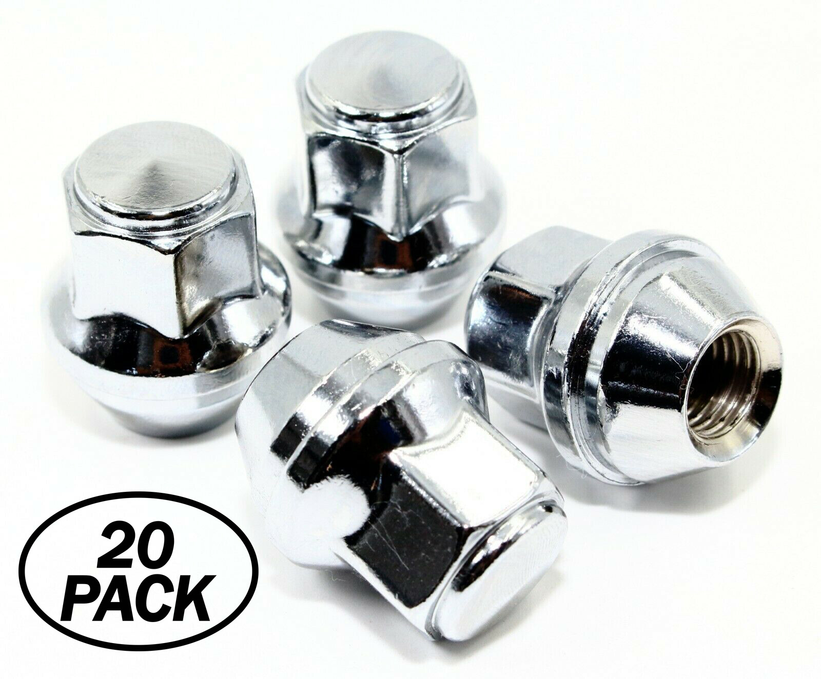 20 12x1.5 19mm Hex Chrome OEM Factory Style Acorn Ford Fusion Focus Lug Nuts 
