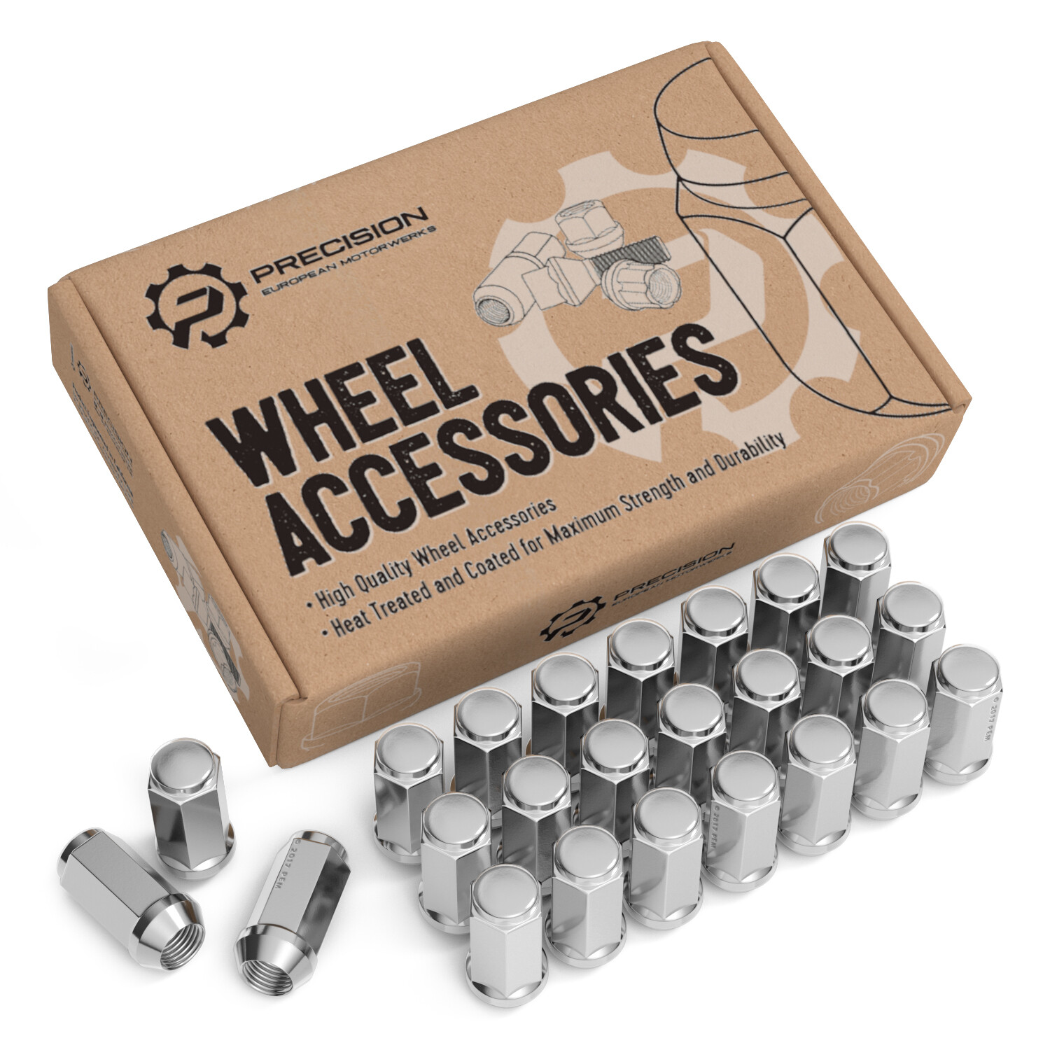 24pc Silver Bulge Lug Nuts 14x2 Course Thread for Ford Expedition F150 Navigator