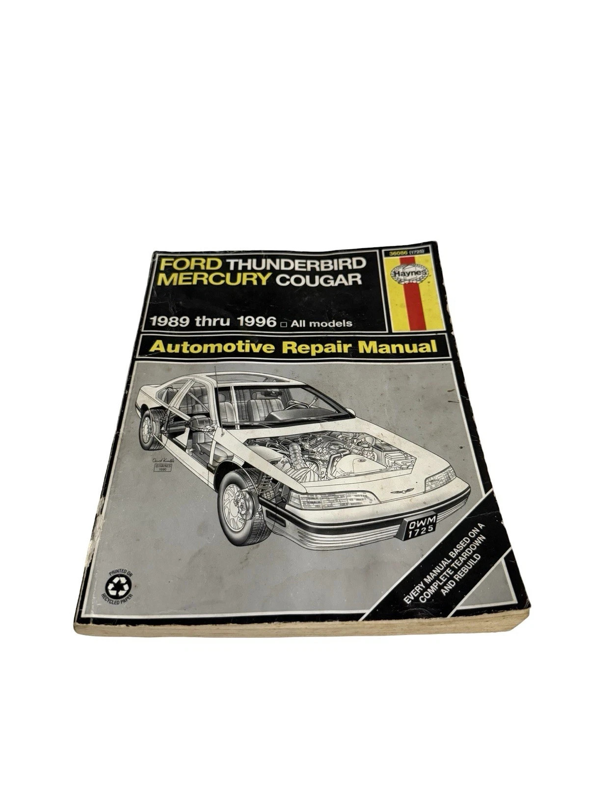 Haynes Repair Manual 36086 (1725) Ford Thunderbird Mercury Cougar 1989 Thru 1997