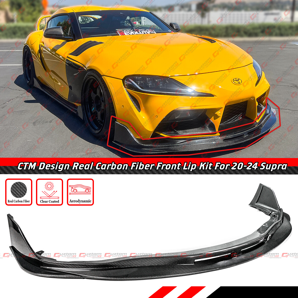 For 2020-2026 GR Supra A90 A91 MK5 CTM Design Carbon Fiber Front Bumper Lip Kit For 2020-2026 GR Supra A90 A91 MK5 CTM Design Carbon Fiber Front Bumper Lip Kit