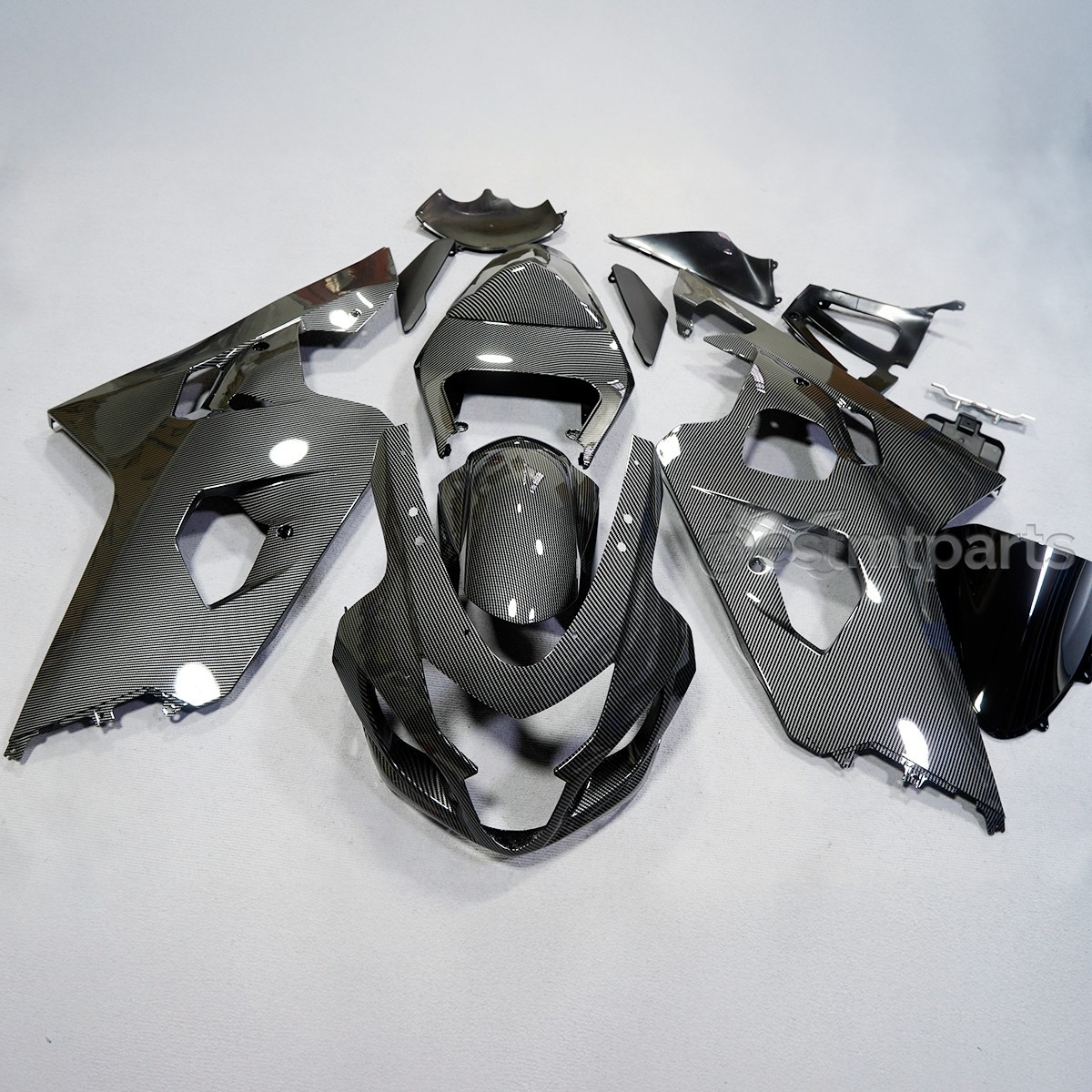 Black Glossy Carbon Fiber Fairing Kit For Suzuki GSXR600 GSXR750 2004-2005 ABS