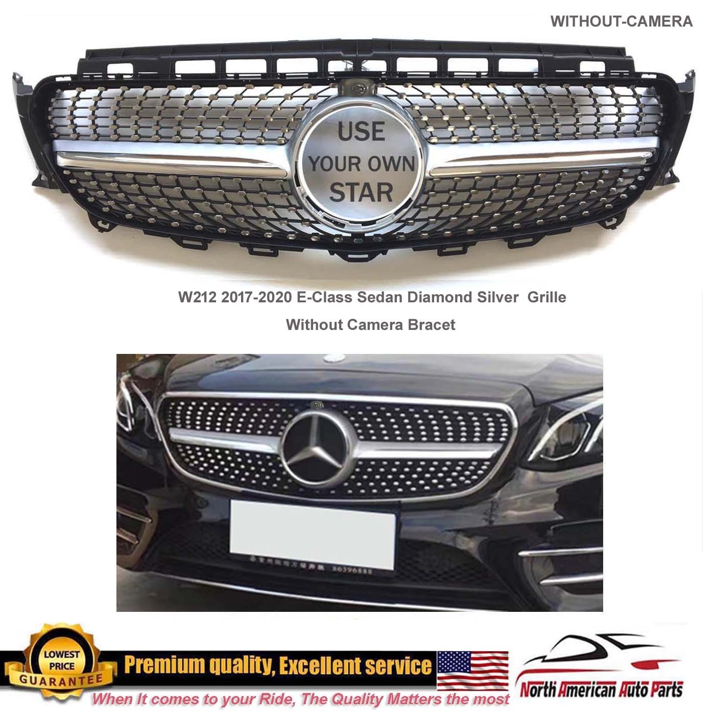 E Class E300 E350 E400 E550 Front Bumper Diamond Grille Silver Chrome 2017 2018