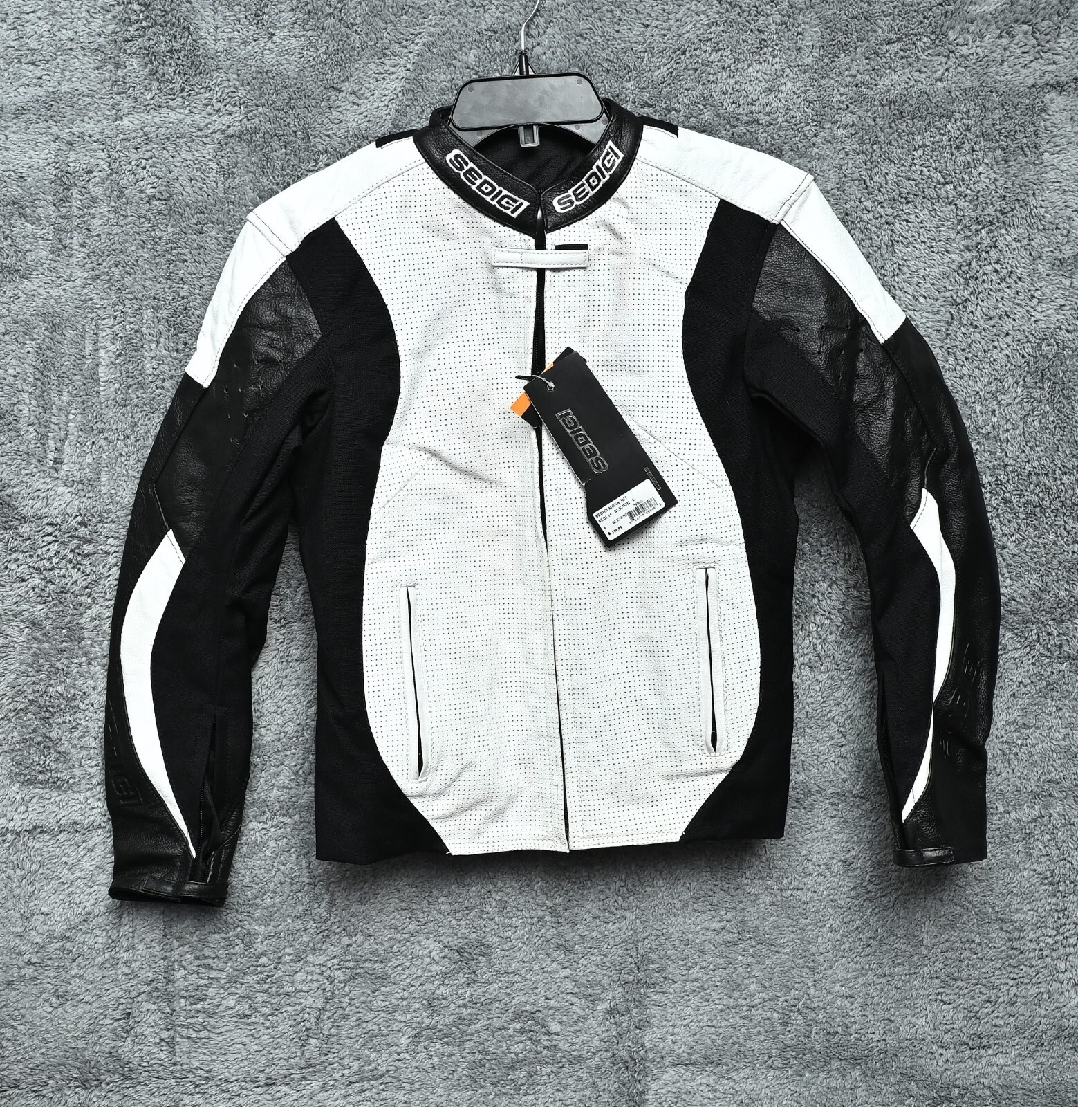 SEDICI Motorcycle Leather Armor Black White Biker Women's Size 6 NWTS SEDICI Motorcycle Leather Armor Black White Biker Women's Size 6 NWTS