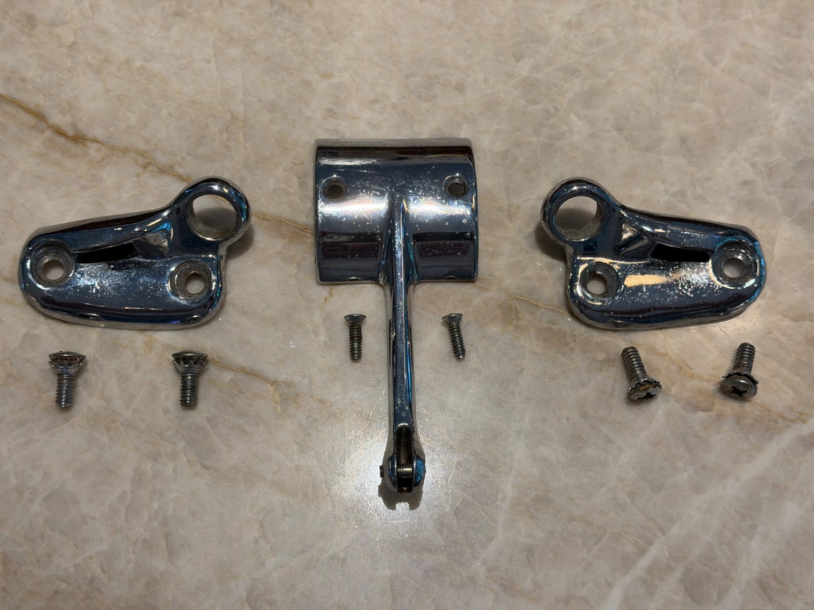 63-67 C2 Corvette Convertible Header Strikers & Rear View Mirror Support Bracket 63-67 C2 Corvette Convertible Header Strikers & Rear View Mirror Support Bracket