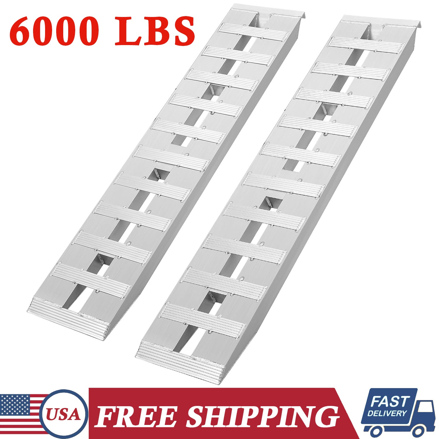 2Pcs Aluminum Ramps 6000 Lbs Heavy-Duty Ramps Universal Loading Ramp 60x12 Inch