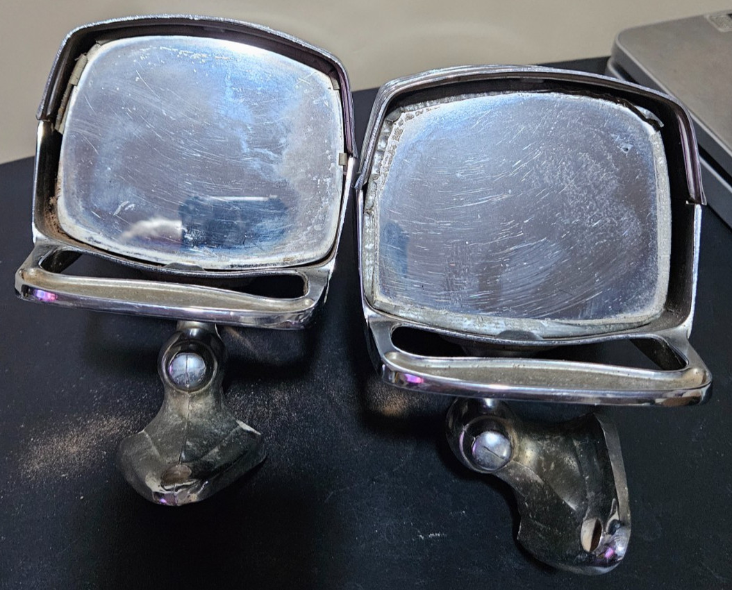 1950-1960's Pair Chevy Impala Ford Mopar F803 Orig Door Mount Spotlight Mirror