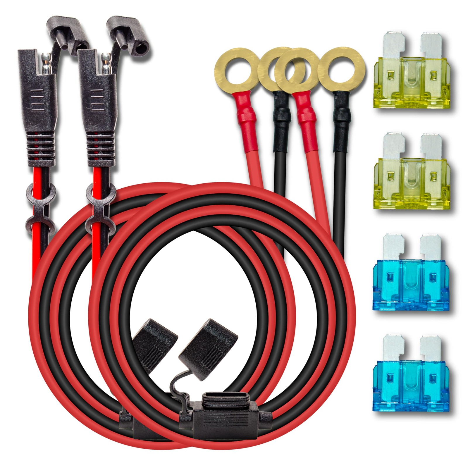 BFXM 2 Pcs 10AWG 2FT SAE Connector Extension Cables with 15& 20A 10awg2ft*2 