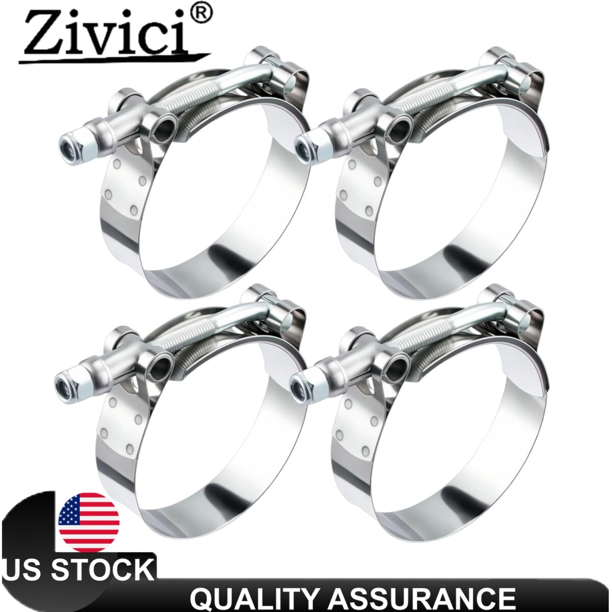 4PCS 3 Inch T-Bolt Hose Clamps 77-85mm for 3\ 4PCS 3 Inch T-Bolt Hose Clamps 77-85mm for 3\