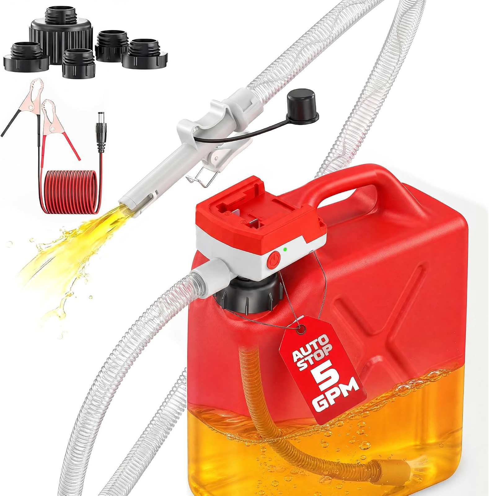 5 GPM Cordless Fuel Transfer Pump with Auto Shut-Off & Beep Alert, Electric Pump