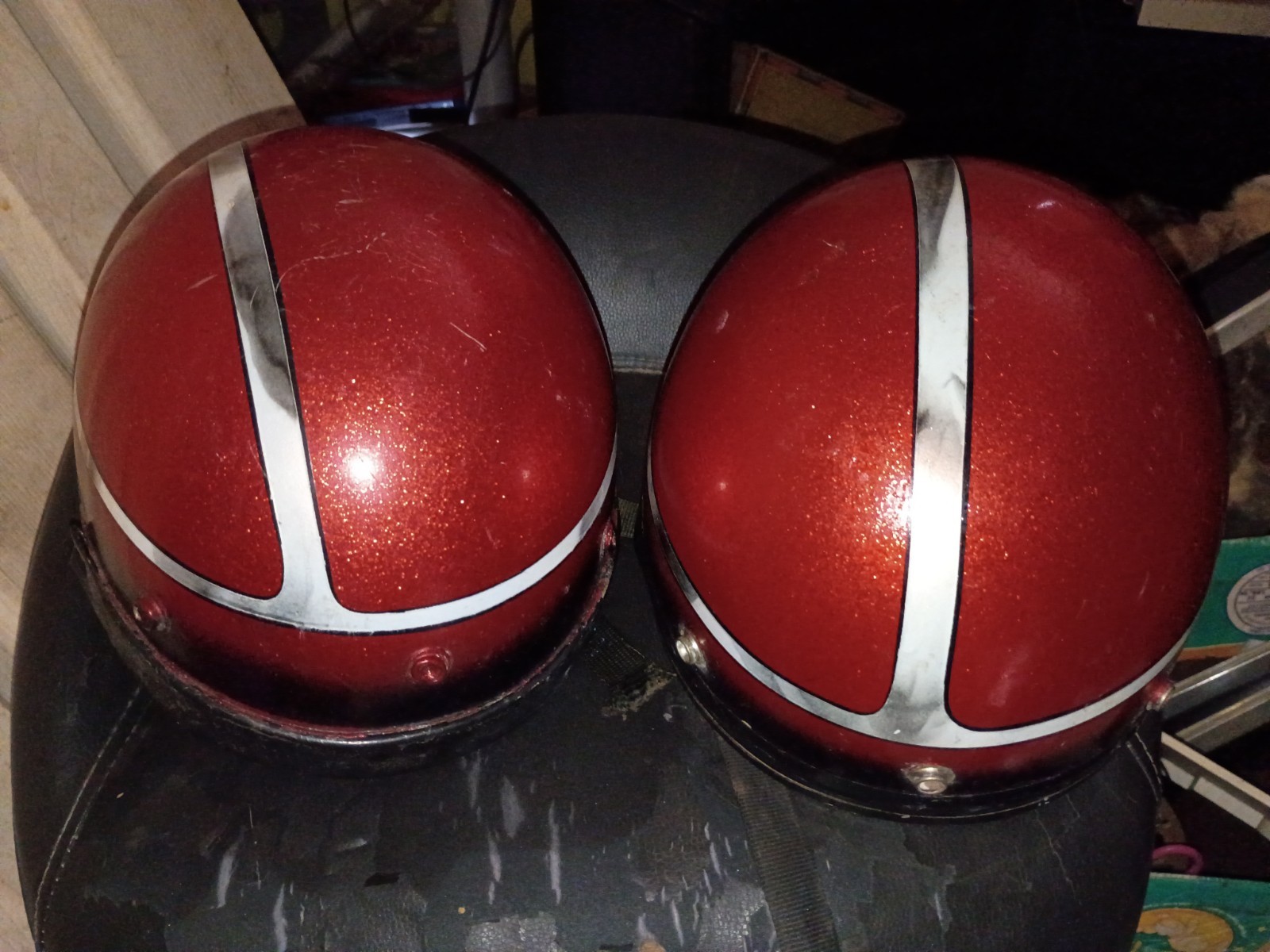 2 Vintage Half Shell Motorcycle Helmet 