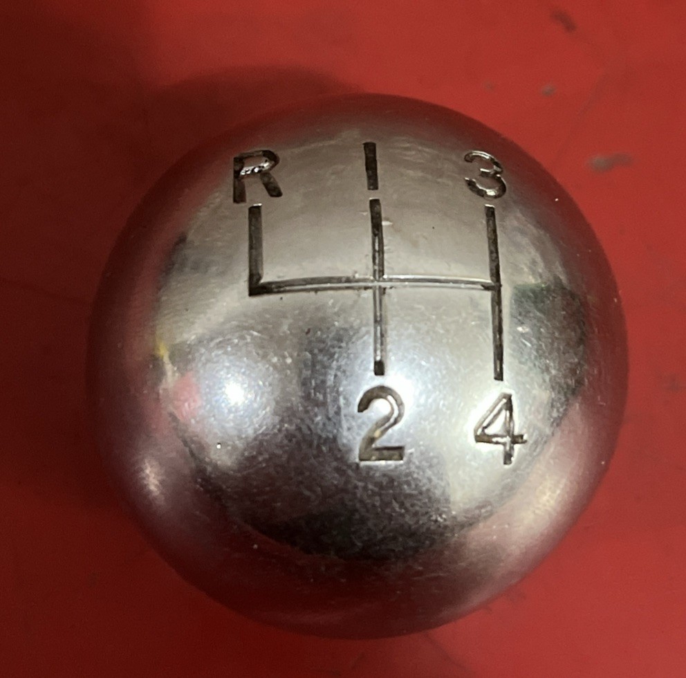 Vintage Heavy Chrome Steel 4 Speed Shift Knob Reverse Up Left Universal Flathead