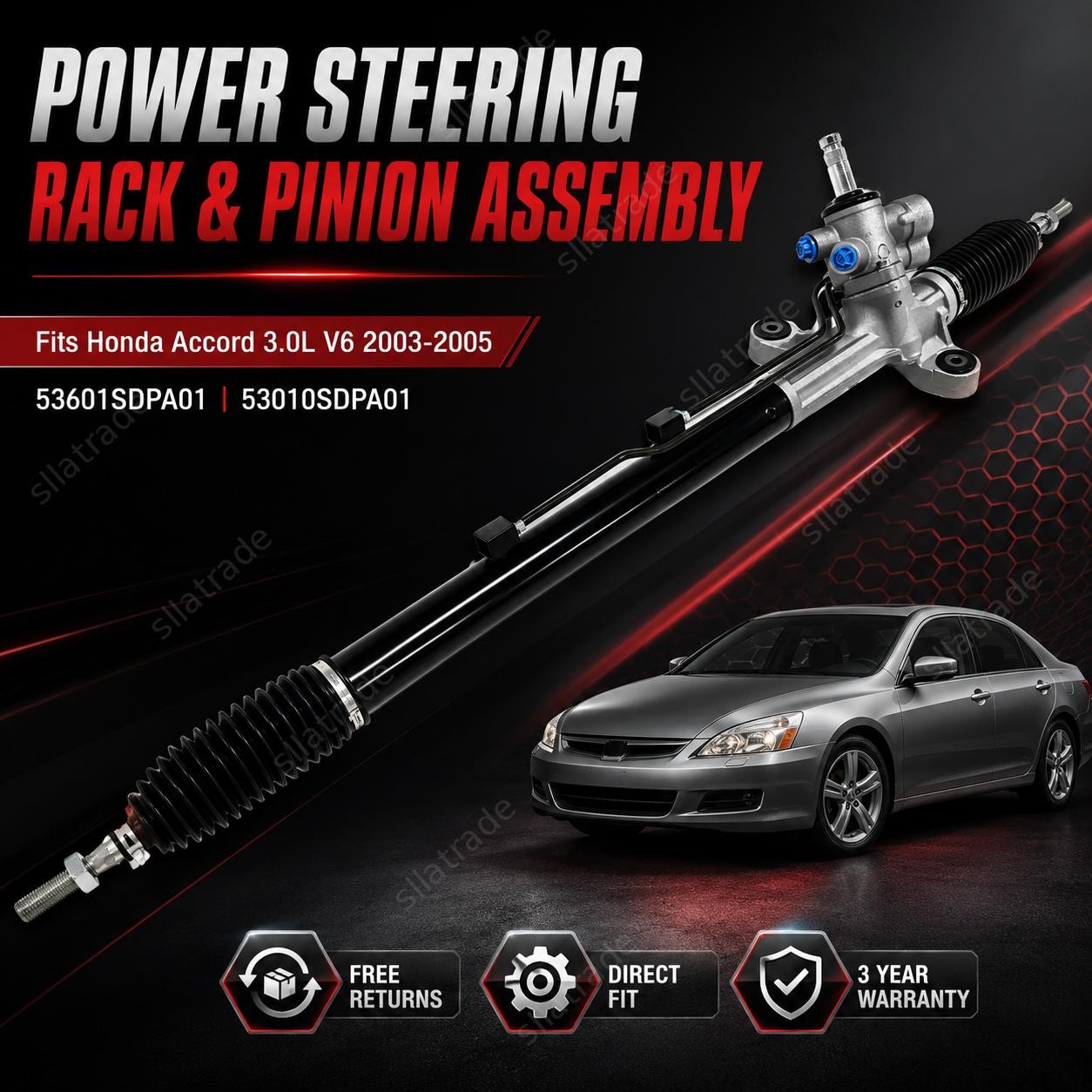 Fits Honda Accord 3.0L V6 2003 2004 2005 Power Steering Rack & Pinion Assembly
