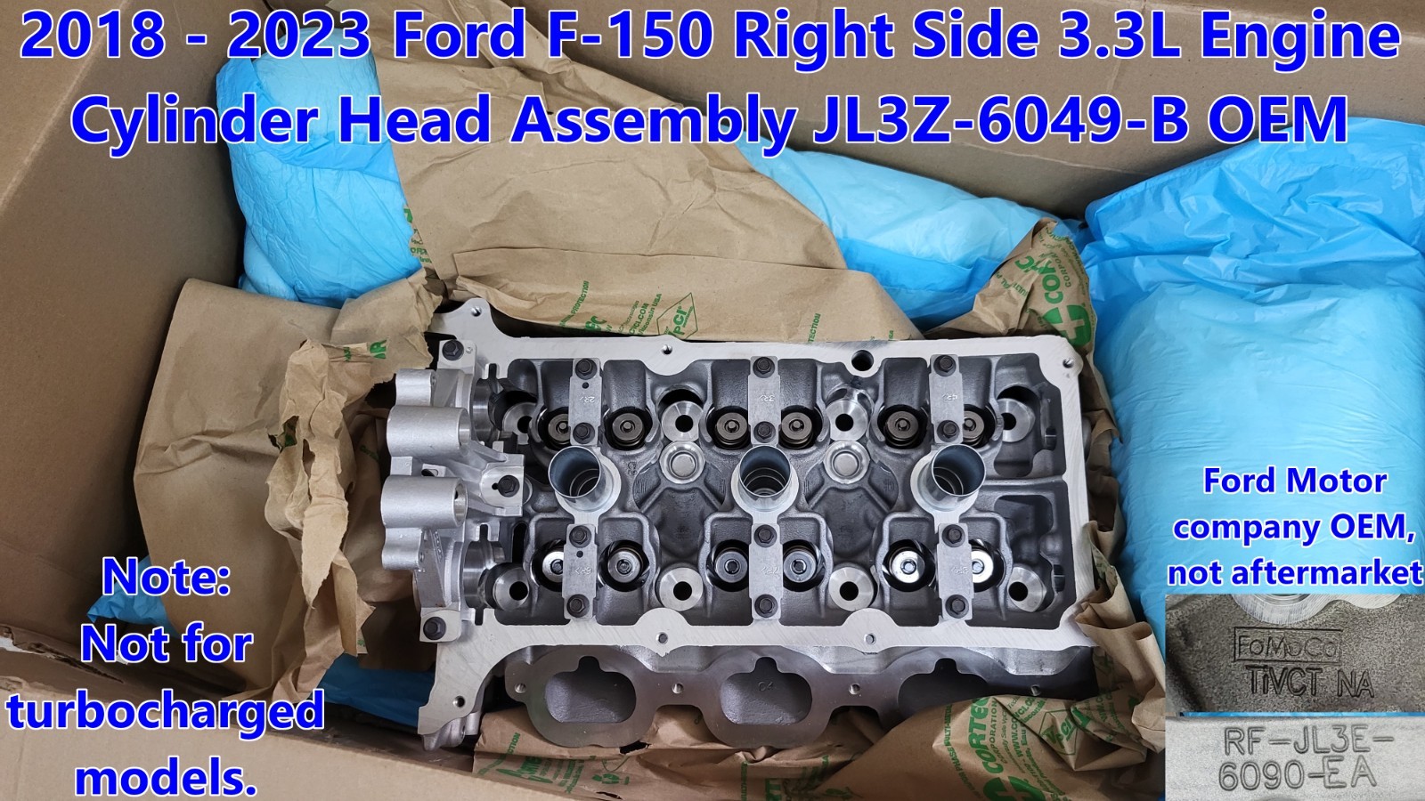 2018 - 2023 Ford F150 Right Side 3.3L Engine Cylinder Head Assembly JL3Z6049B