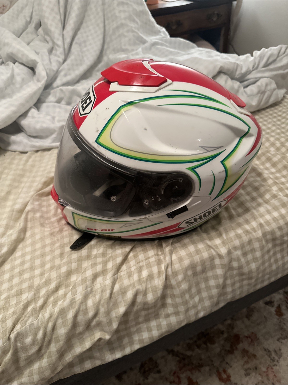 SHOEI GT-AIR EXPANSE Large Helmet Ducati White Red Green Flip Down SHOEI GT-AIR EXPANSE Large Helmet Ducati White Red Green Flip Down