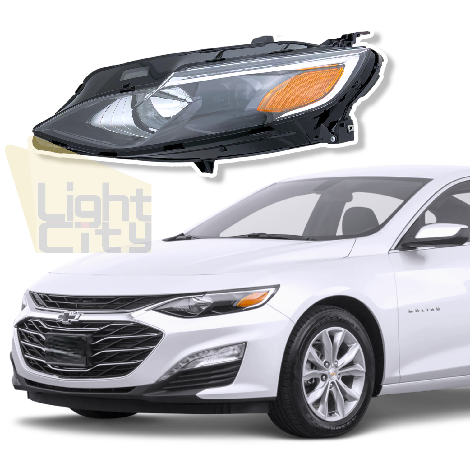 For 2019-2025 Chevrolet Malibu Driver Left Side HALOGEN Headlight (with Bulb) LH