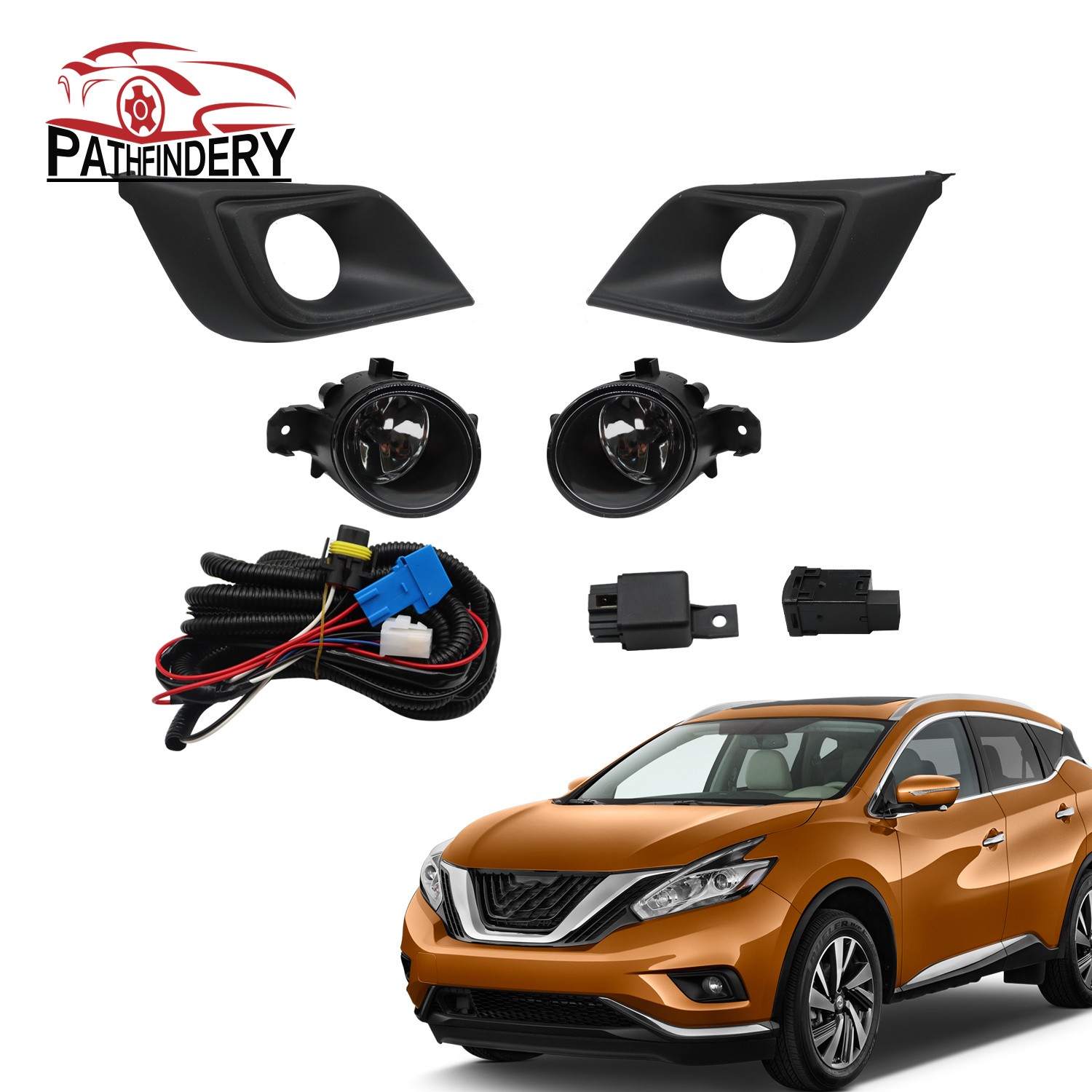 For 15-16-2018 Nissan Murano Clear Lens Fog Lights Lamps W/ Bezel&Switch&Harness