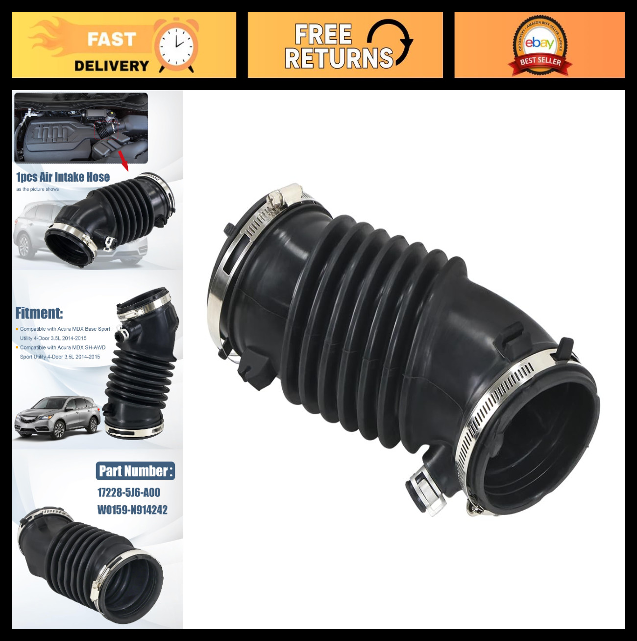 Air Intake Hose for Acura MDX 2014-2015 | Replacement Air Flow Tube W0159-N91424