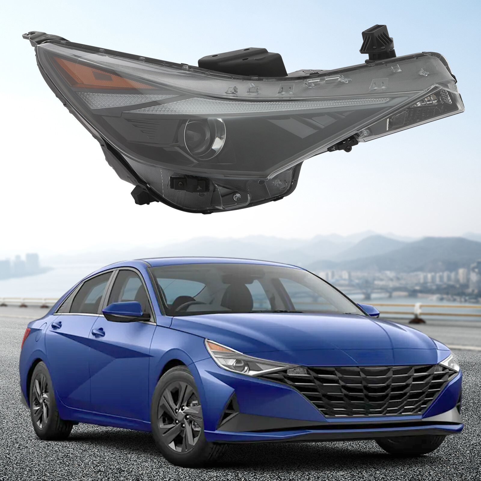 Right Headlight For 2021- 2023 Hyundai Elantra Headlamp Passenger Side No DRL