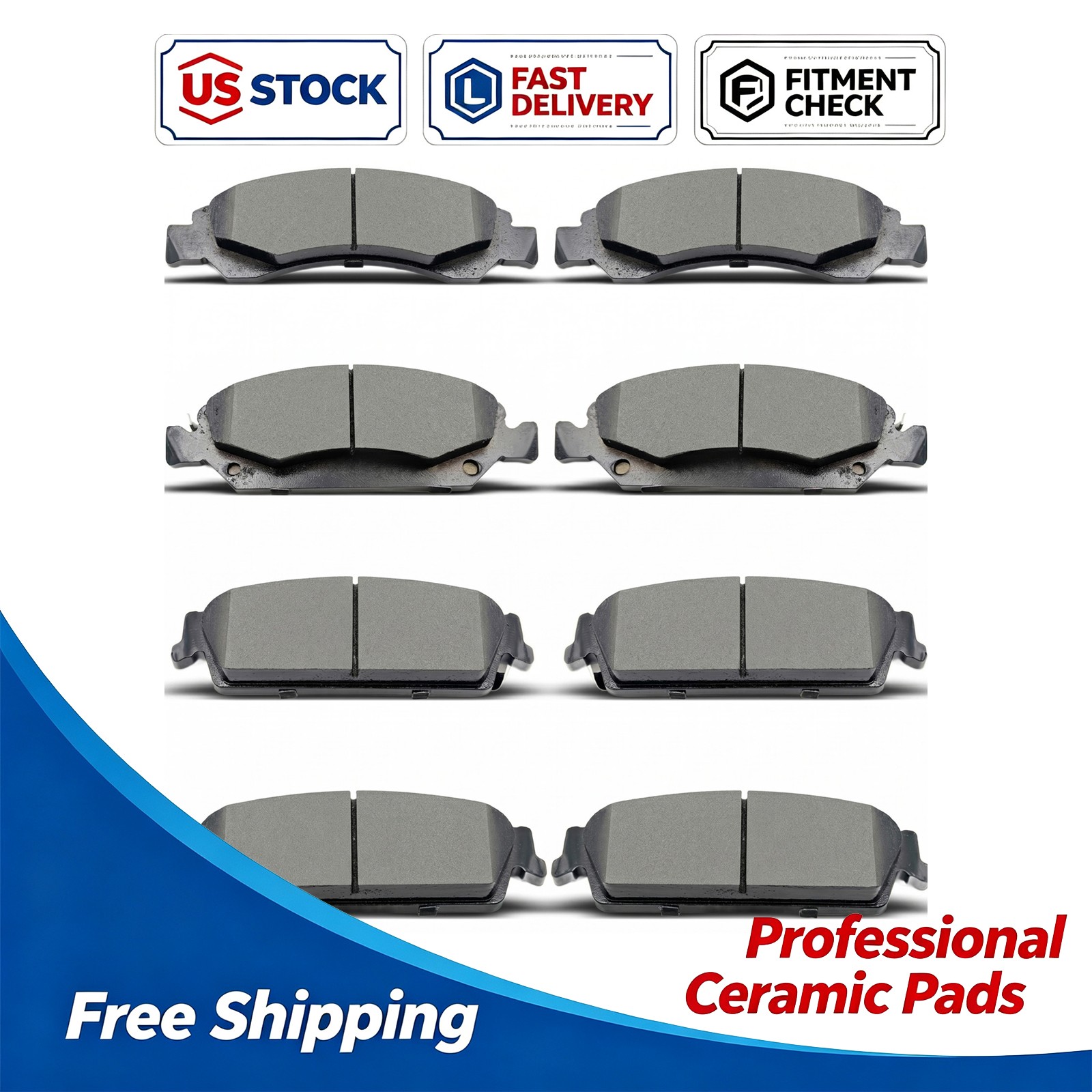 Front Rear Ceramic Brake Pads Kit For 2008-2013 Tahoe Silverado Sierra 1500