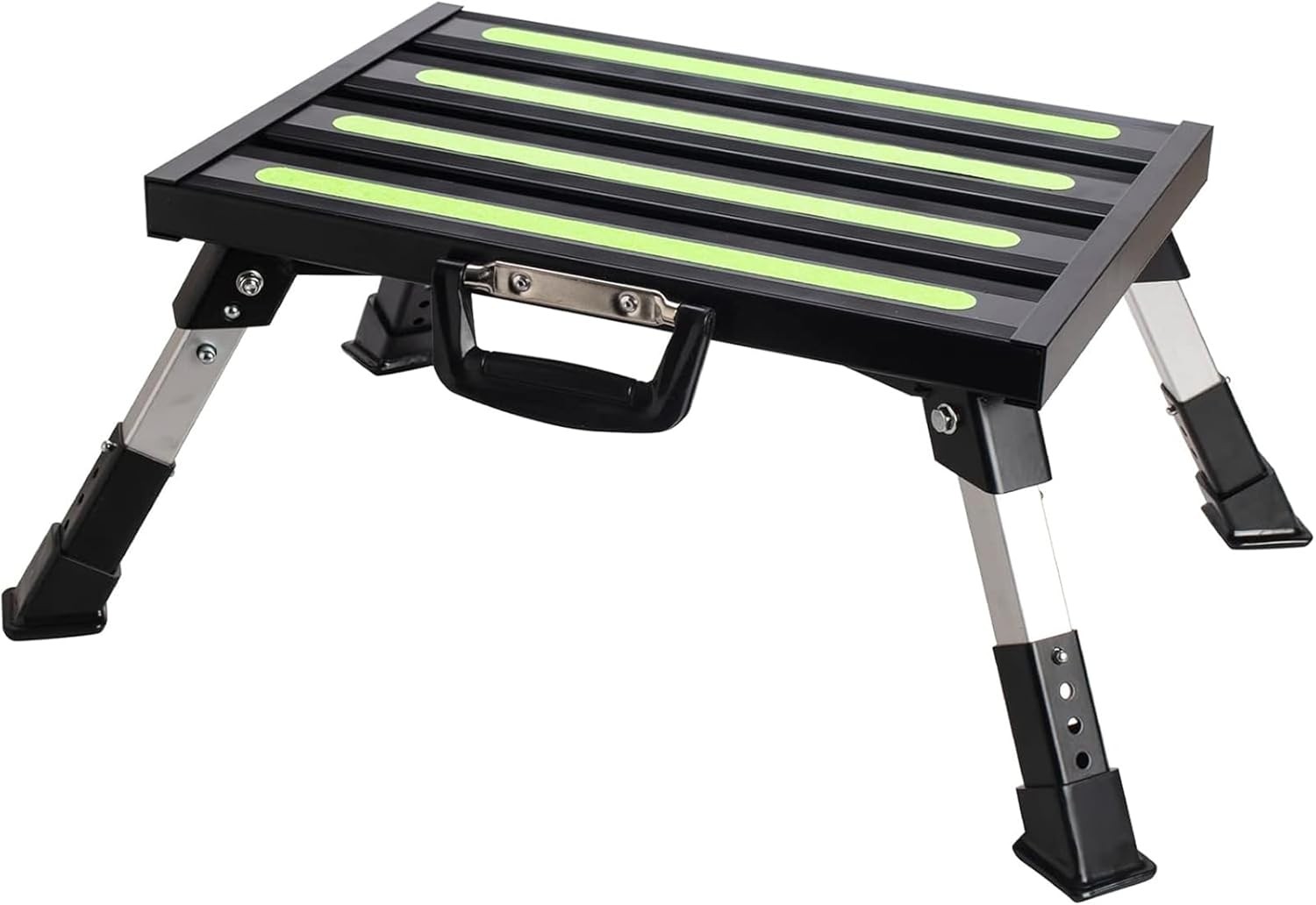 Aluminum RV Steps4-Level Adjustable Folding Step Stool with Non-Slip Rubber Feet